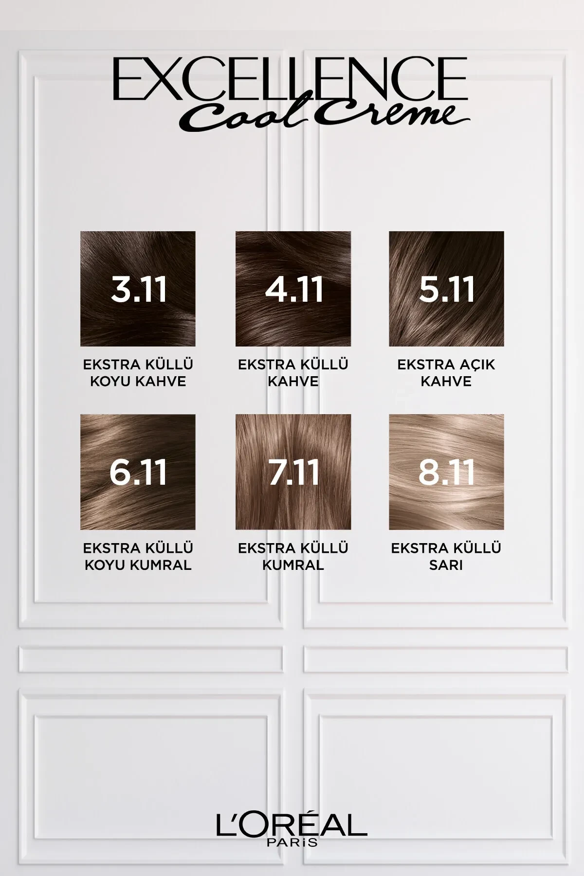 L’Oréal Paris Excellence Cool Creme 6.11 Ekstra Küllü Koyu Kumral Saç Boyası 275643
