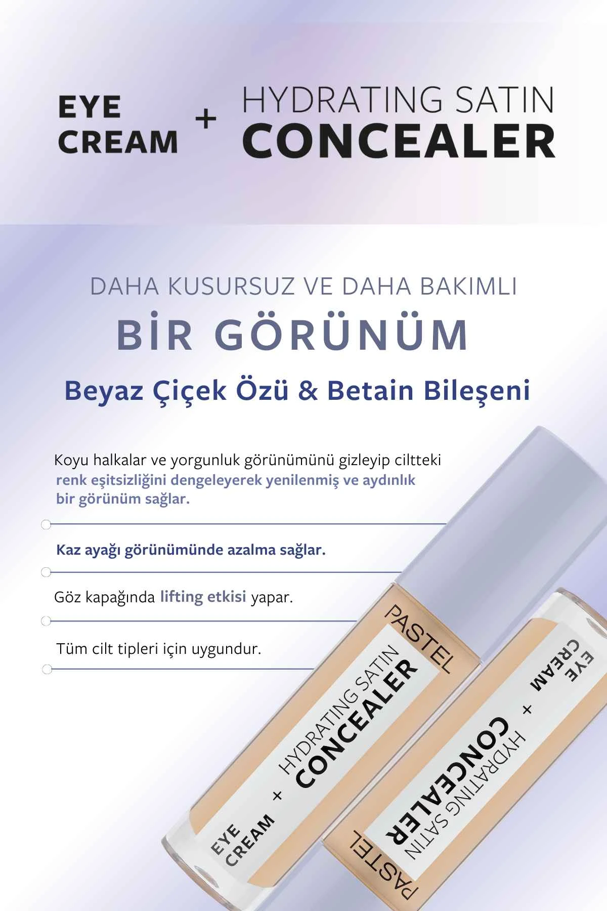 Pastel Eye Cream + Hydrating Satin Concealer - Göz kremi + Göz Altı Kapatıcısı 66 Deep Medium 250966