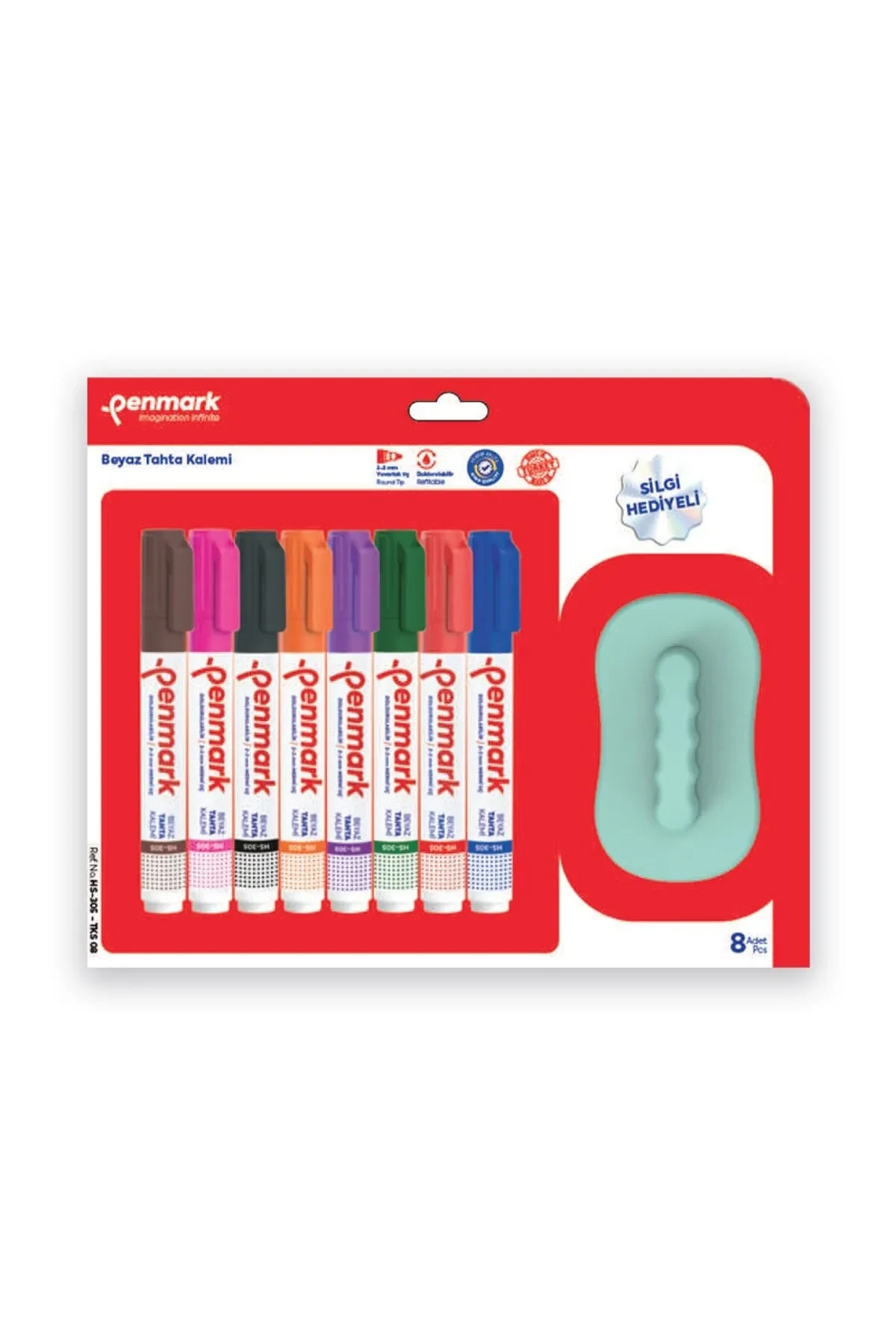 Penmark Tahta Kalem Seti / 8 Renk + Tahta Silgisi - Blisterli 273917