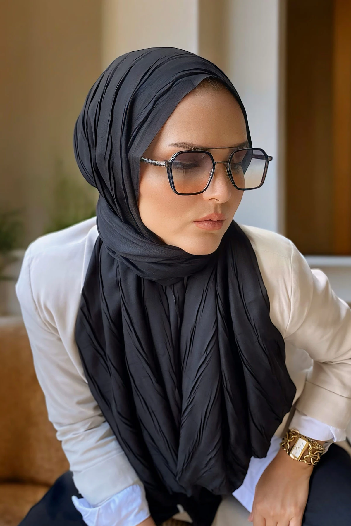 Siyah 75x180 Piliseli Bambu Şal 282811