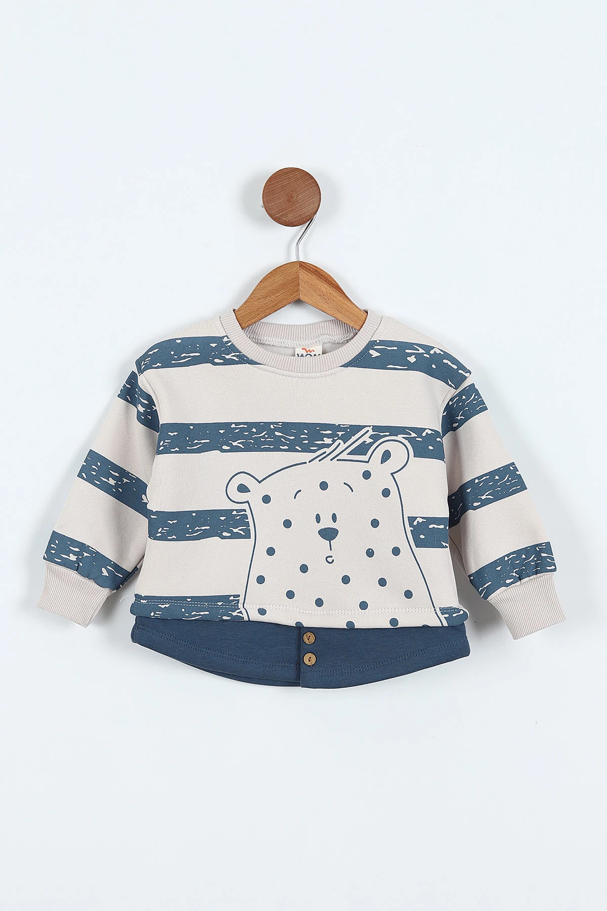 İndigo (0-4 Yaş) Çizgili Hayvan Baskılı 3 İp Şardonlu Erkek Çocuk Sweatshirt 417556