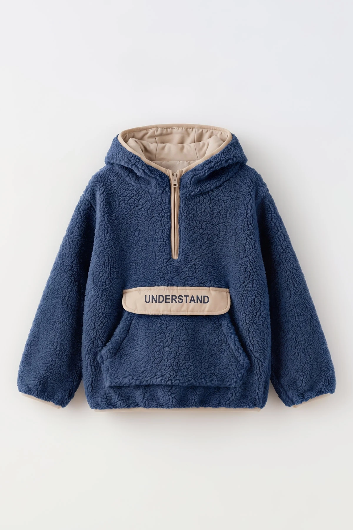 İndigo (1-4 Yaş) Understand Nakışlı Kapüşonlu Kanguru Cepli Yardım Fermuarlı Kuzu Erkek Bebek&Çocuk Sweatshirt 496316