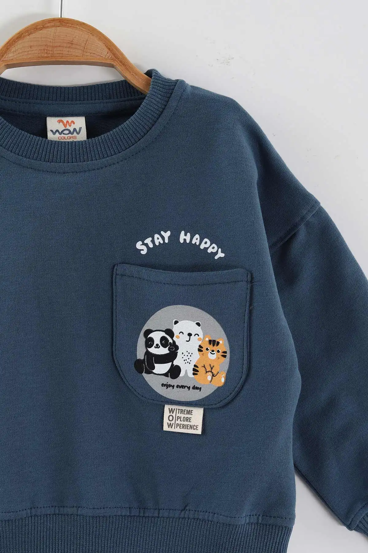 İndigo (1-4 Yaş)Baskılı Cepli Erkek Çocuk Sweatshirt 432840