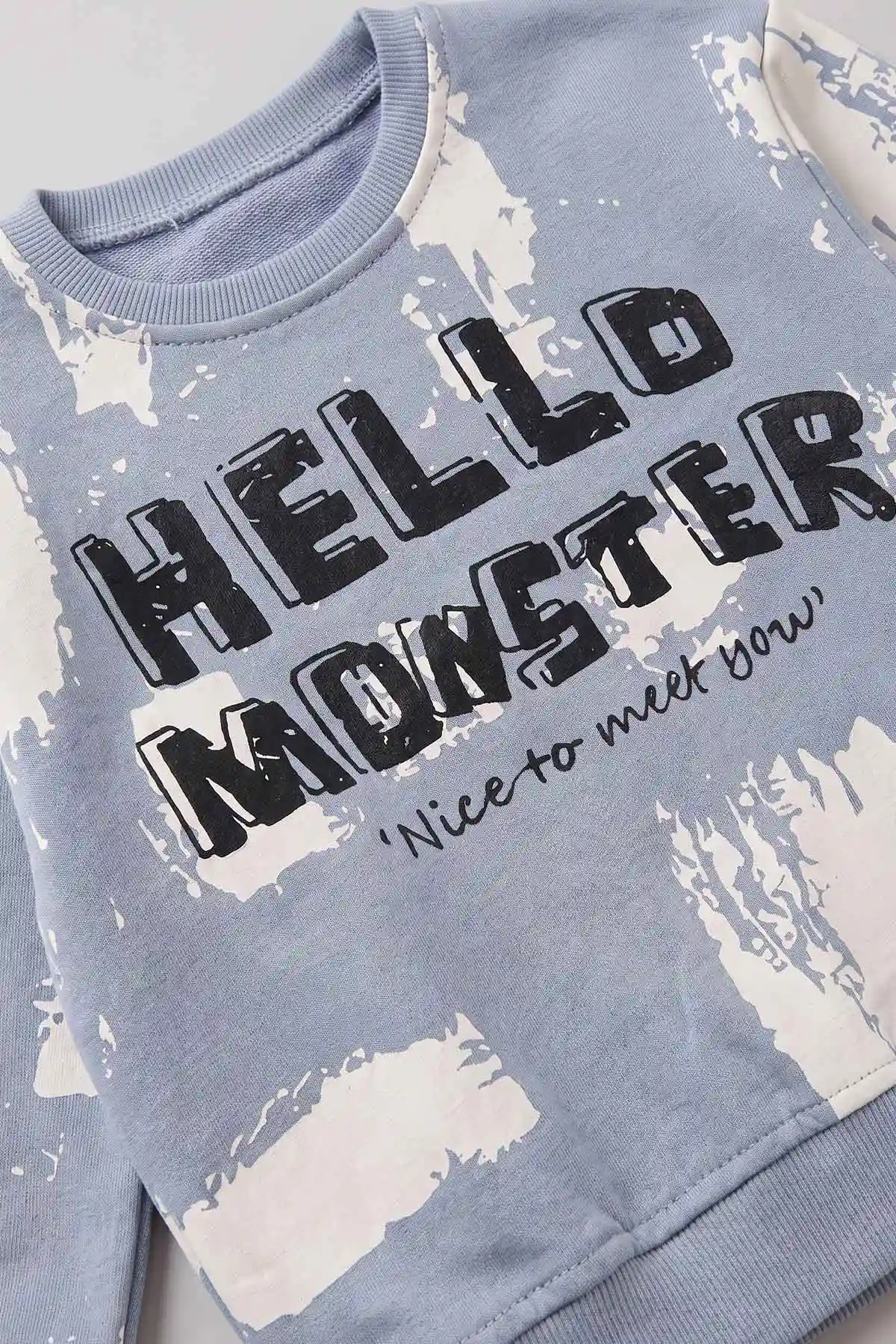 İndigo (1-5 Yaş) Hello Monster Baskılı 2 İp Erkek Çocuk Takım 479017