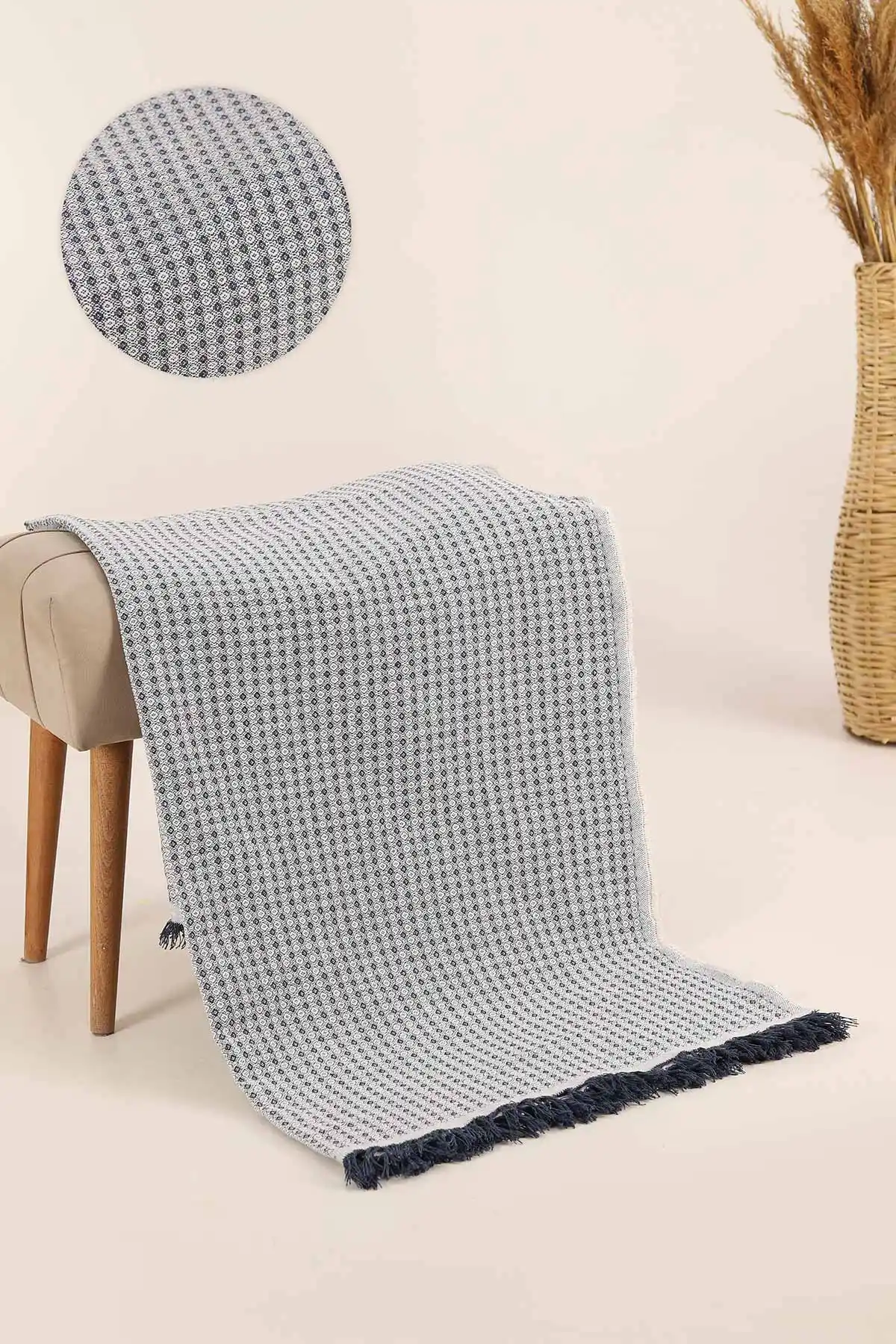 İndigo 180x220 Cm Pamuklu Çok Amaçlı Çekyat Ve Koltuk Örtüsü 346670