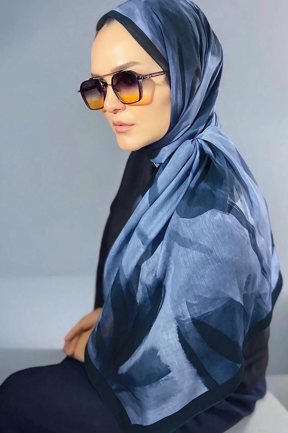 İndigo 180X70 cm Dijital Baskı Watercolor Desenli Pamuk Şal 335052