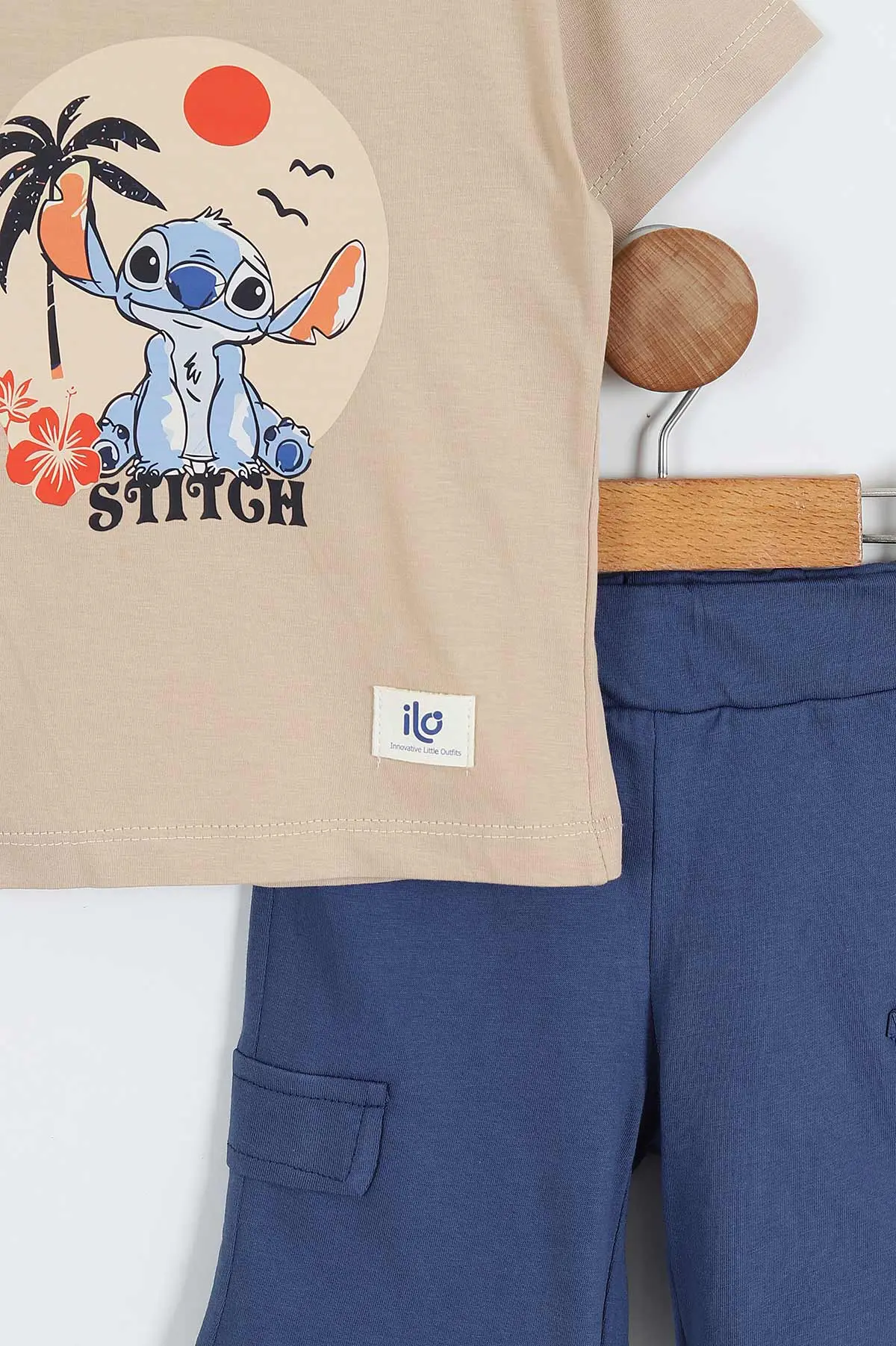 İndigo (2-5 Yaş) Stich Baskılı   Şortlu Erkek Çocuk Yazlık Takım 357534