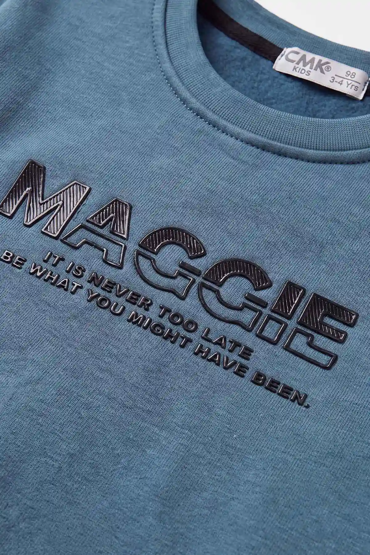 İndigo (3-12 Yaş) Yazı Baskılı 3 İp Şardonlu Erkek Çocuk Sweatshirt 473941
