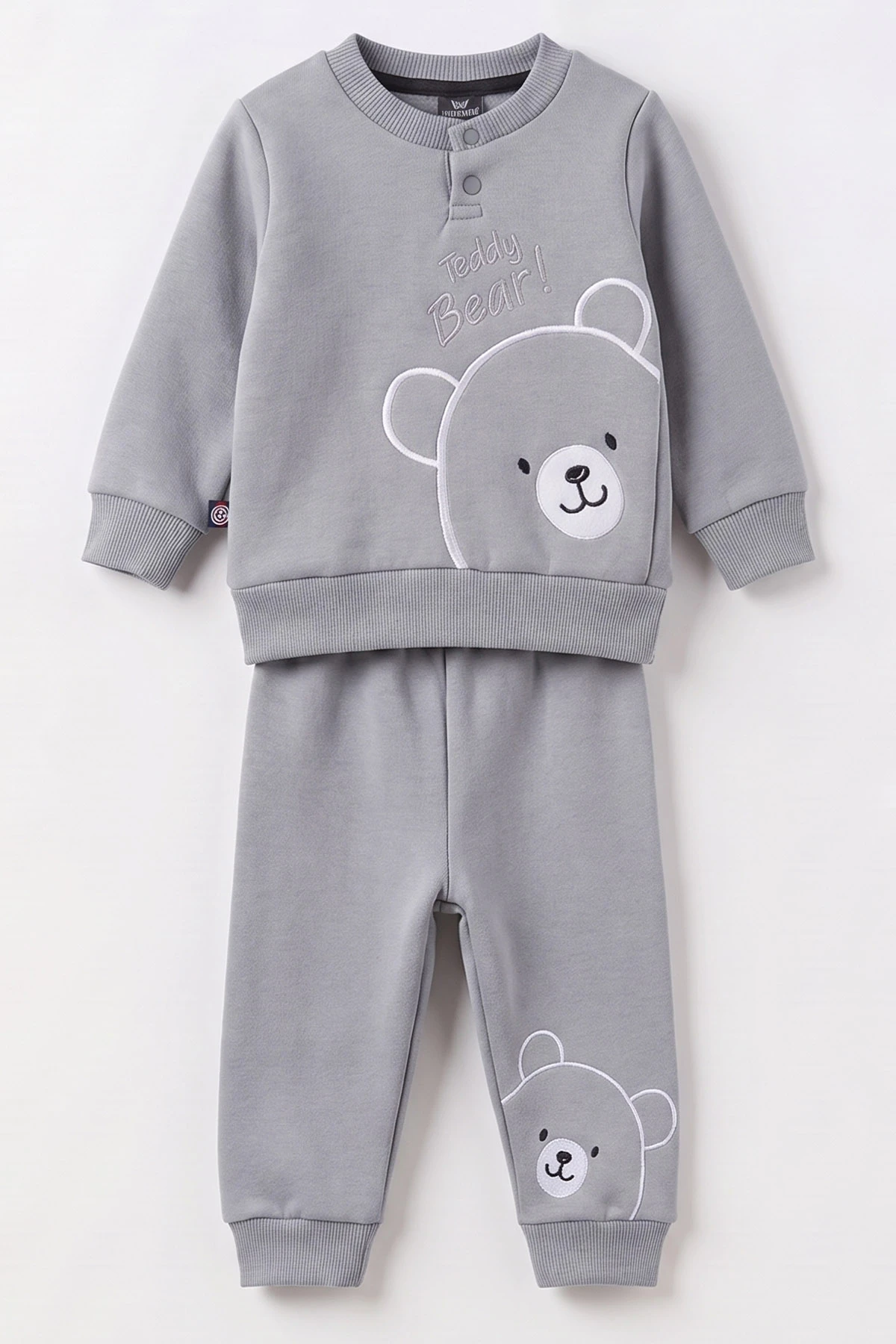 İndigo (3-24 Ay) Teddy Bear  Nakışlı  3 İp Şardonlu Erkek Bebek Kışlık Takım 495597