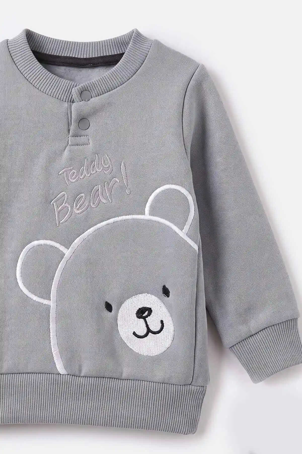 İndigo (3-24 Ay) Teddy Bear  Nakışlı  3 İp Şardonlu Erkek Bebek Kışlık Takım 495597