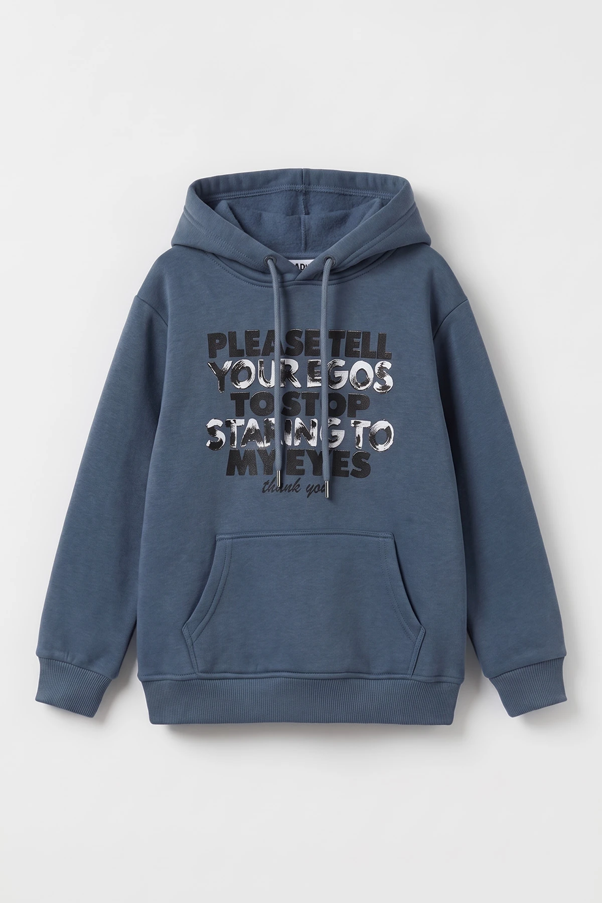 İndigo (4-12 Yaş) Baskılı Kapüşonlu ve Kanguru Cepli 3 İp Şardonlu Erkek Çocuk Sweatshirt 496863