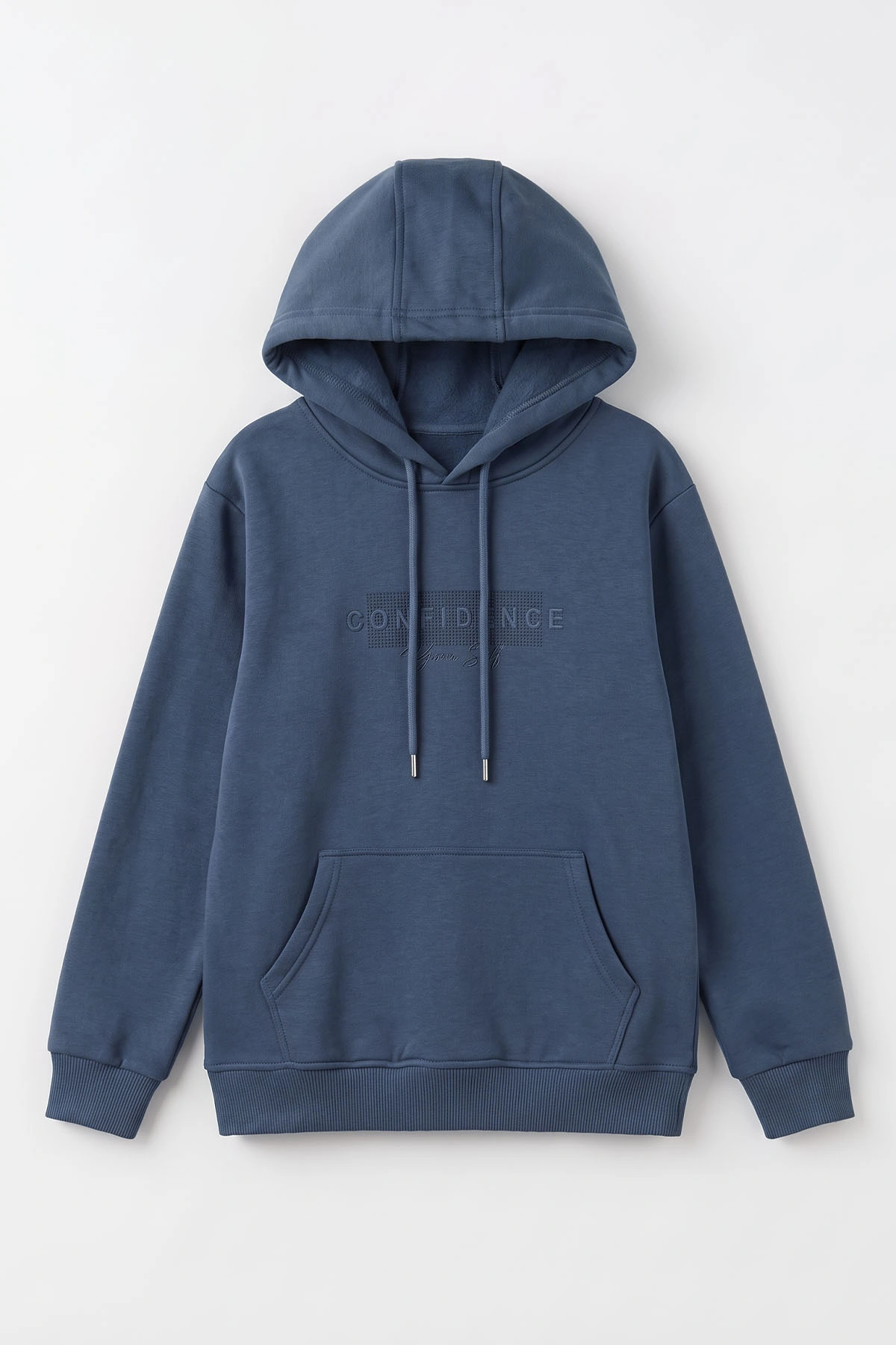 İndigo (4-12 Yaş) Confidence Kabartma Baskılı Kapüşonlu ve Kanguru Cepli 3 İp Şardonlu Erkek Çocuk Sweatshirt 497753