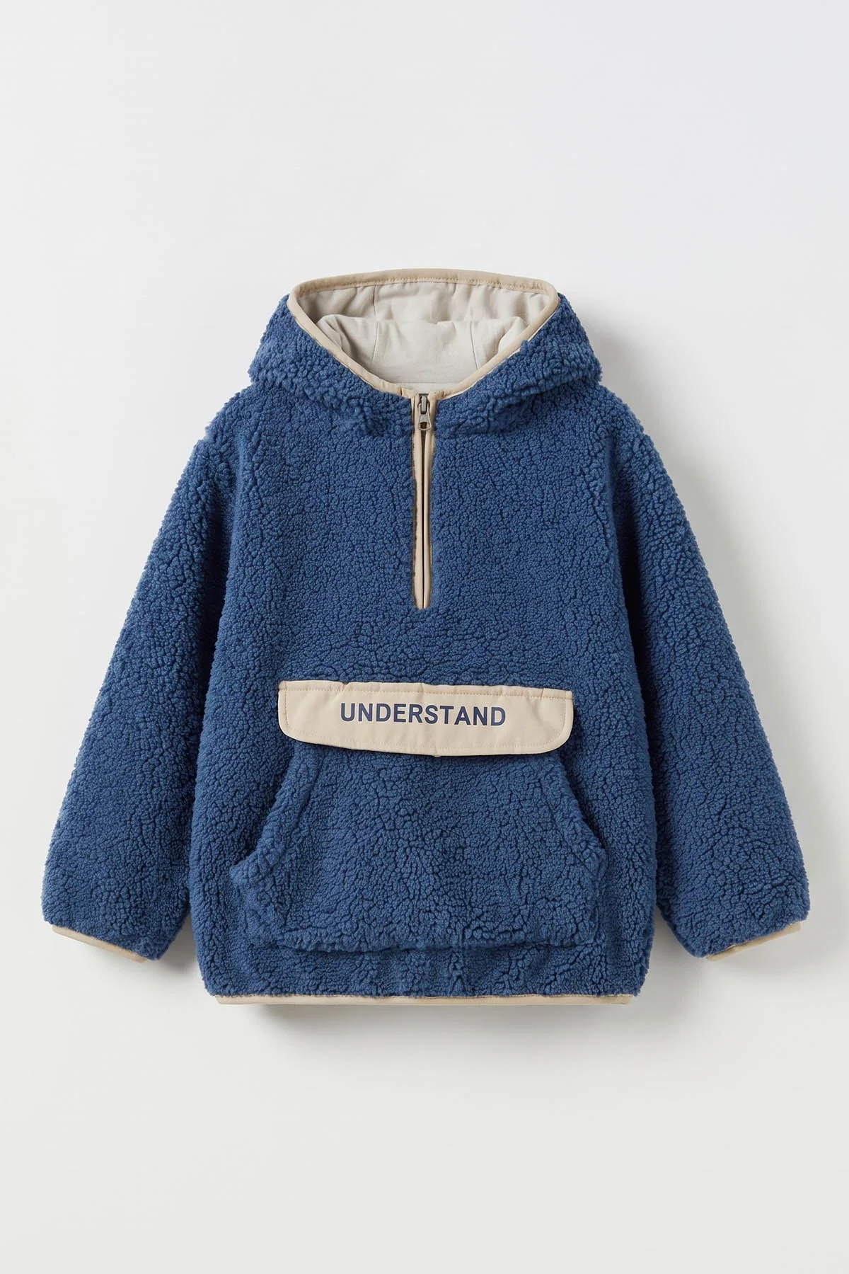İndigo (1-8 Yaş) Understand Nakışlı Kapüşonlu Kanguru Cepli Yardım Fermuarlı Kuzu Erkek Çocuk Sweatshirt 496324