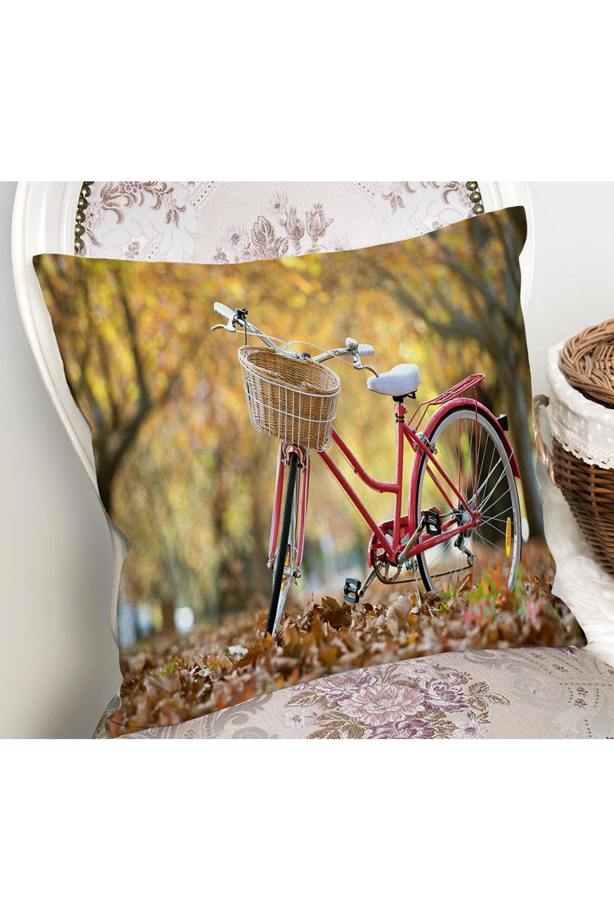Kırmızı 43x43 Dijital Baskılı Fermuarlı Modern Kırlent Kılıfı 272762