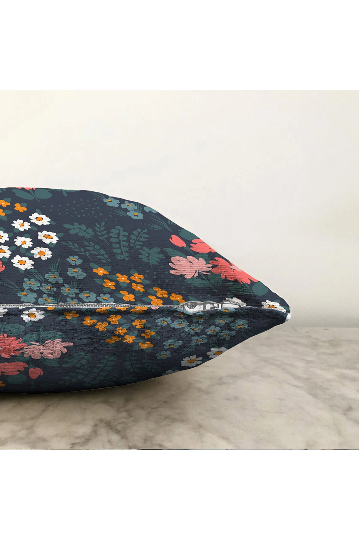Lacivert 43x43 Dijital Baskılı Fermuarlı Modern Kırlent Kılıfı 272886