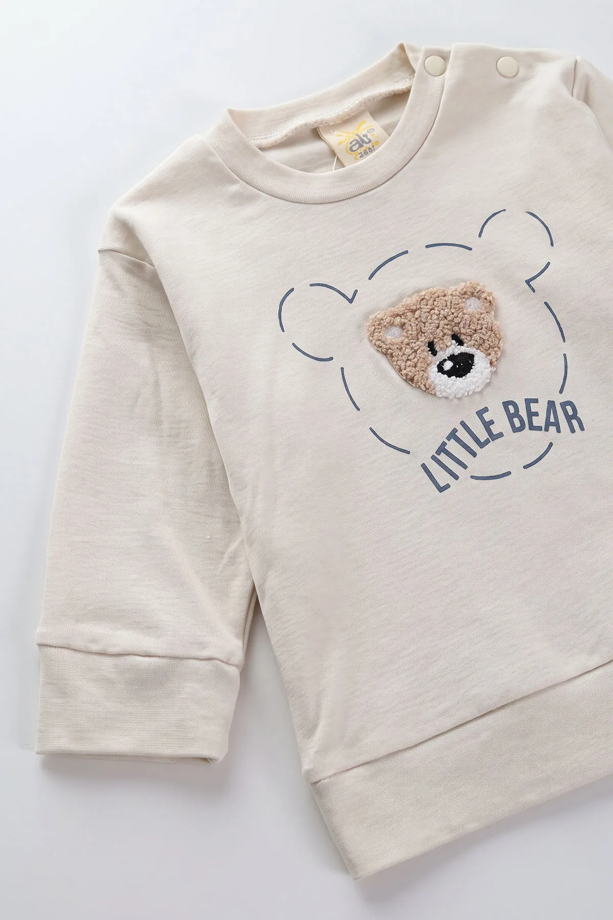 İndigo (6-18 Ay)Bear Süzene Nakışlı Çıtçıtlı Çimalı Erkek Bebek Takım 477308