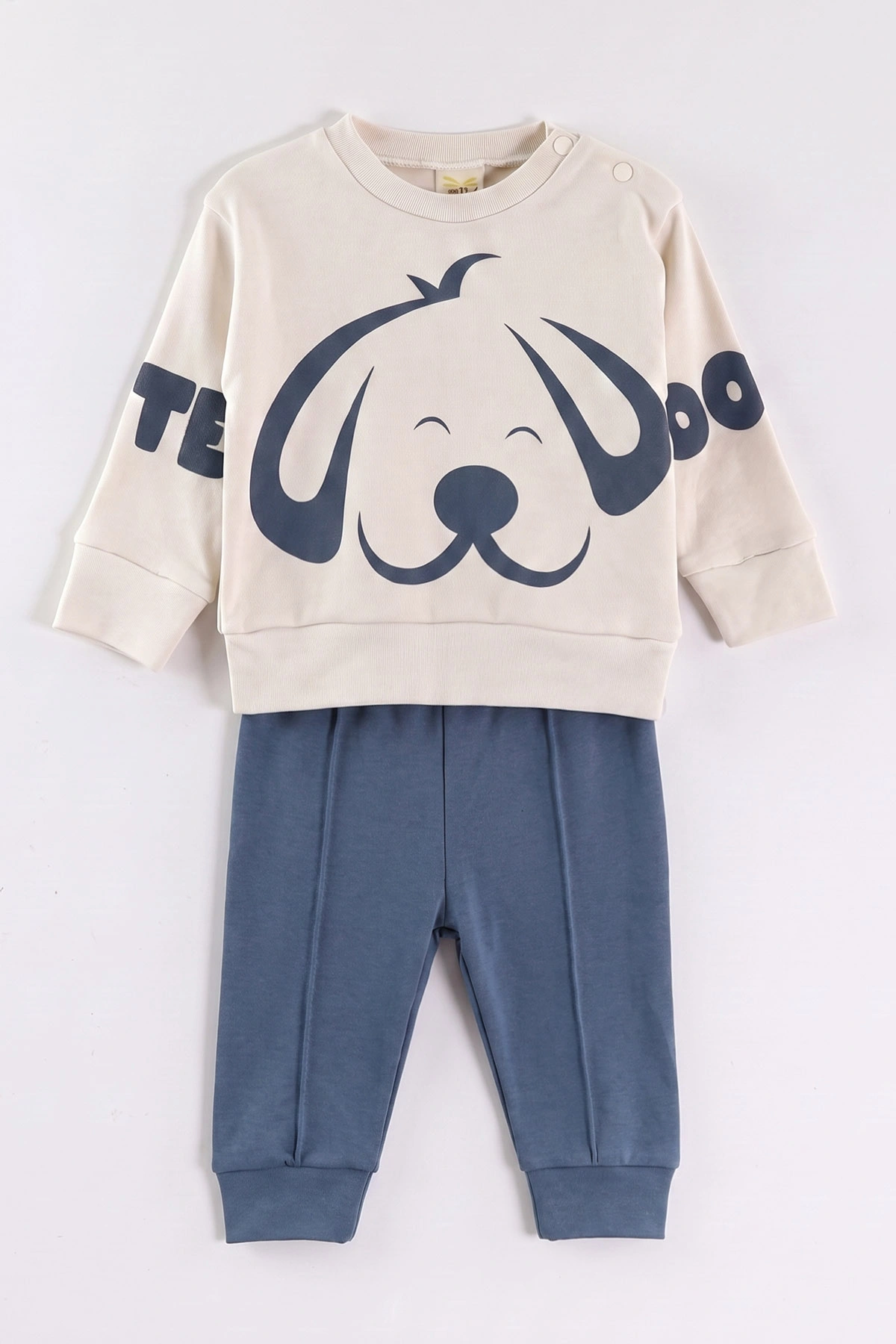 İndigo (6-18 Ay)Cute Dog Baskılı Çıtçıtlı Çimalı Erkek Bebek Takım 477885