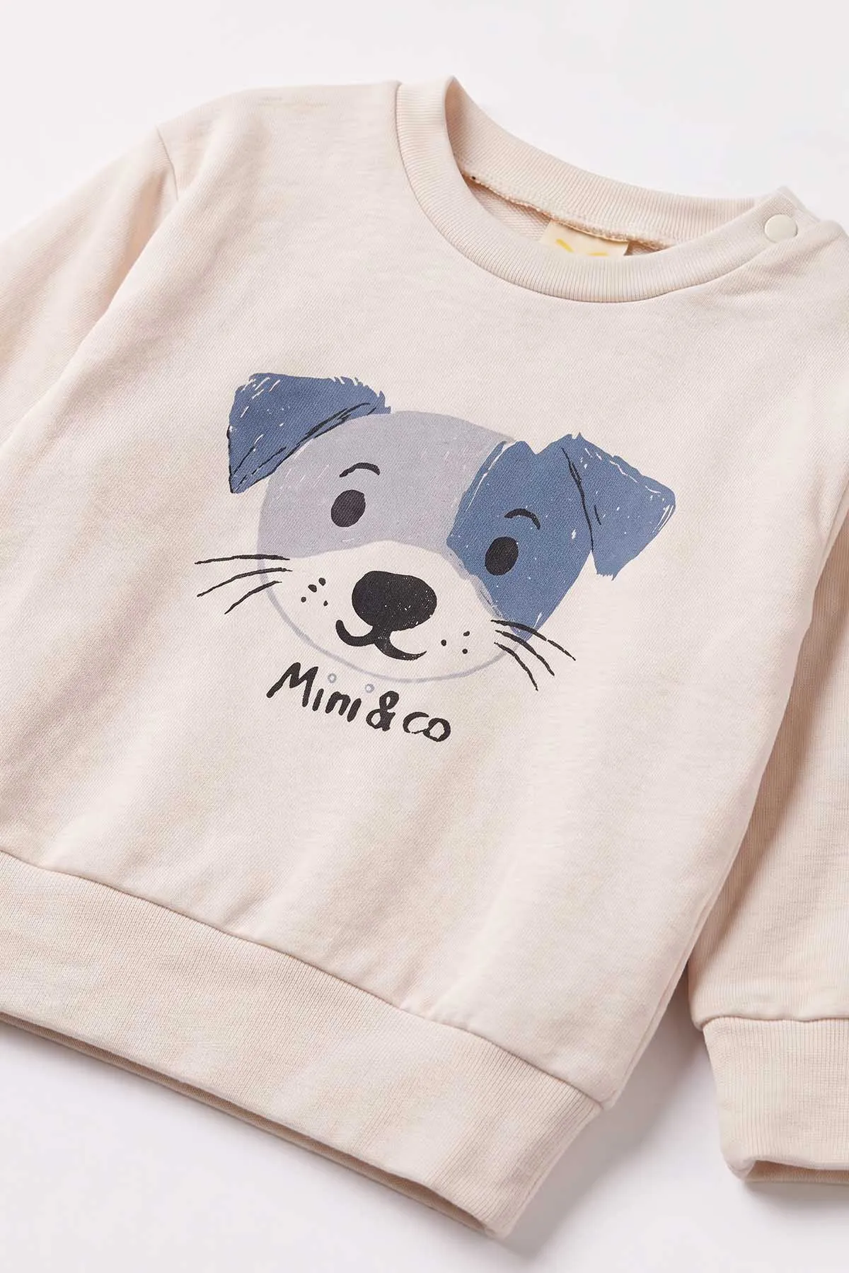 İndigo (6-18 Ay)Köpek Baskılı Çıtçıtlı Çimalı Erkek Bebek Takım 477643