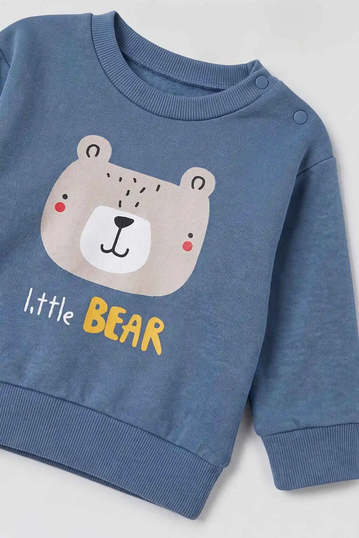 İndigo (6-18 Ay)Little Bear Baskılı Çıtçıtlı Çimalı Erkek Bebek Takım 477952