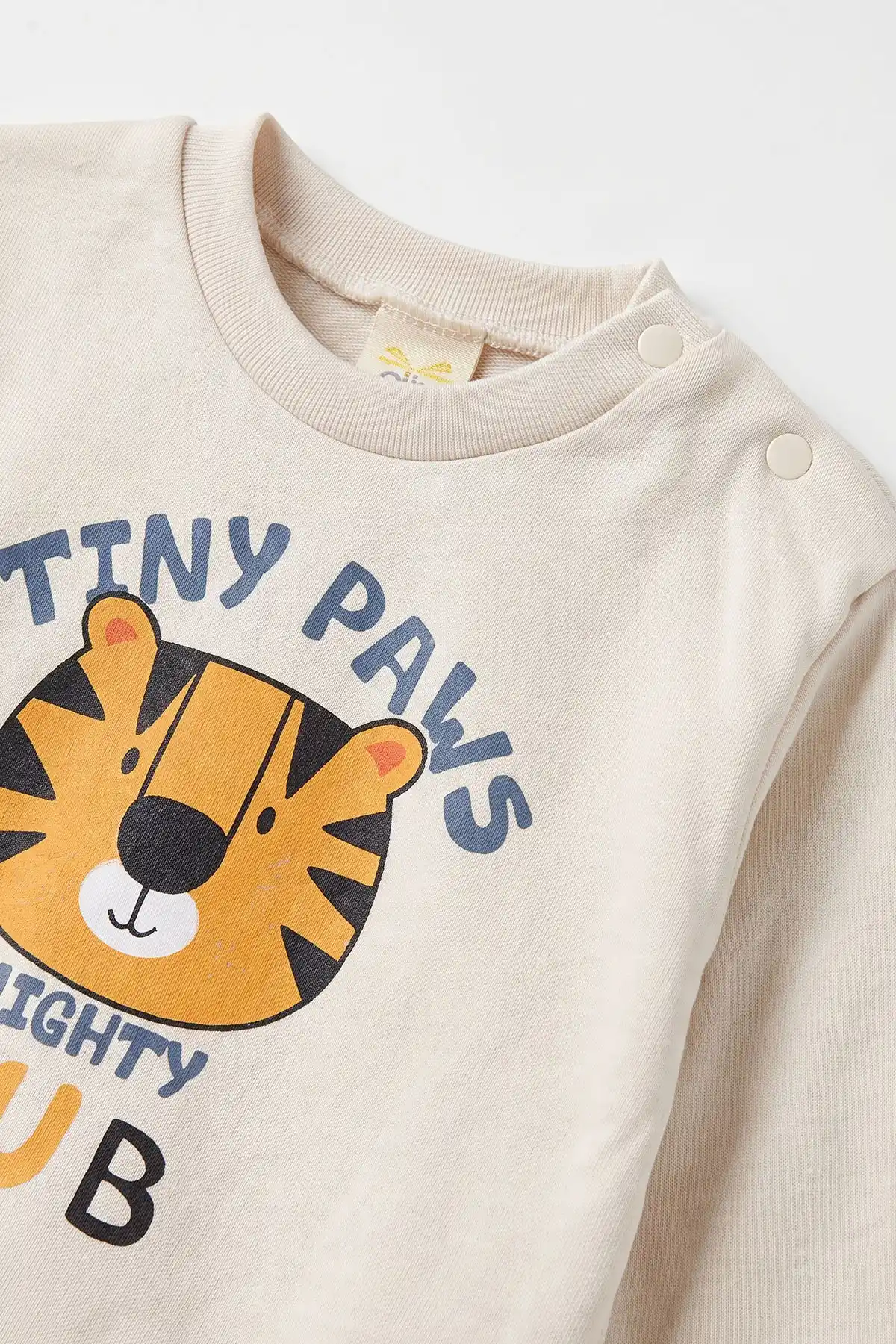 İndigo (6-18 Ay)Tiny Paws Baskılı Çıtçıtlı Çimalı Erkek Bebek Takım 477869