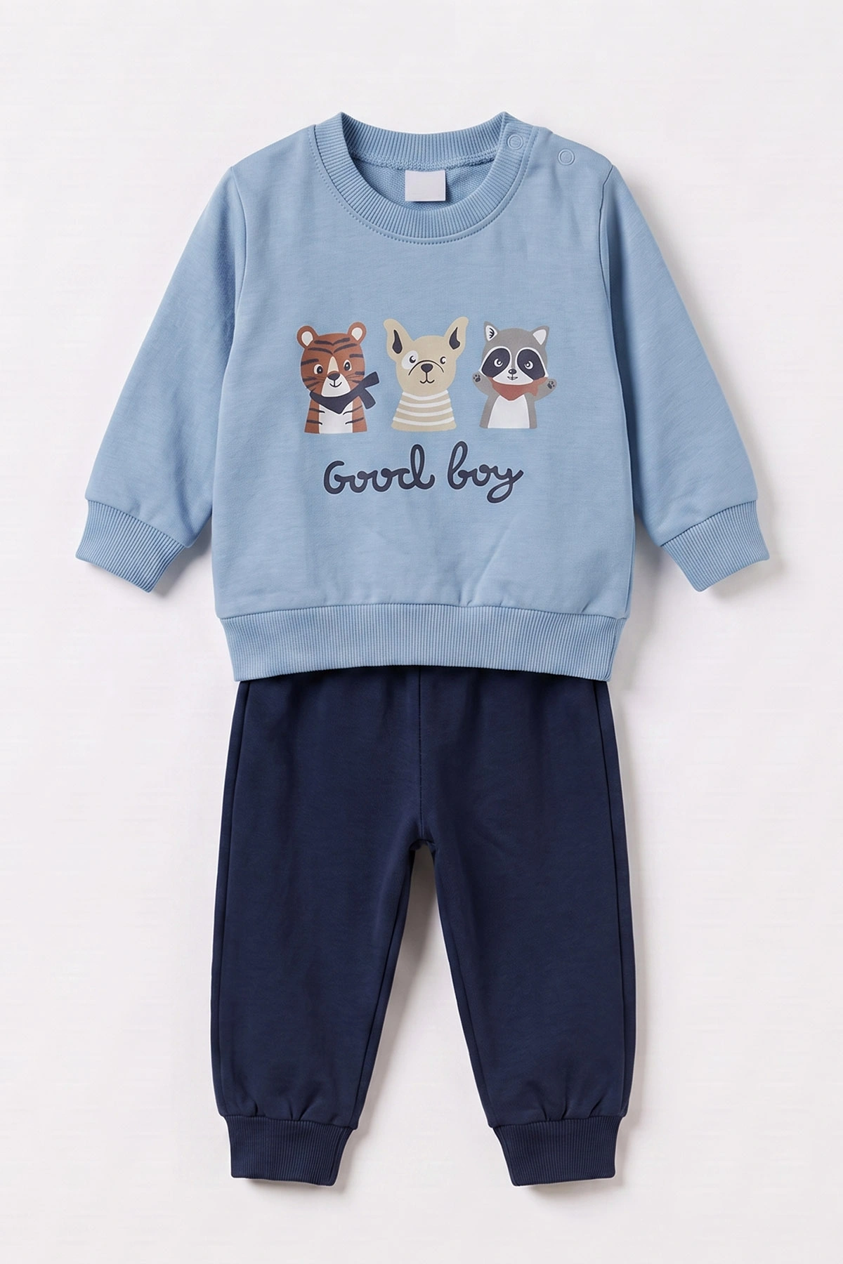 İndigo (6-24 Ay) Good Boy Baskılı  2 İp Erkek Bebek Mevsimlik Takım 484020