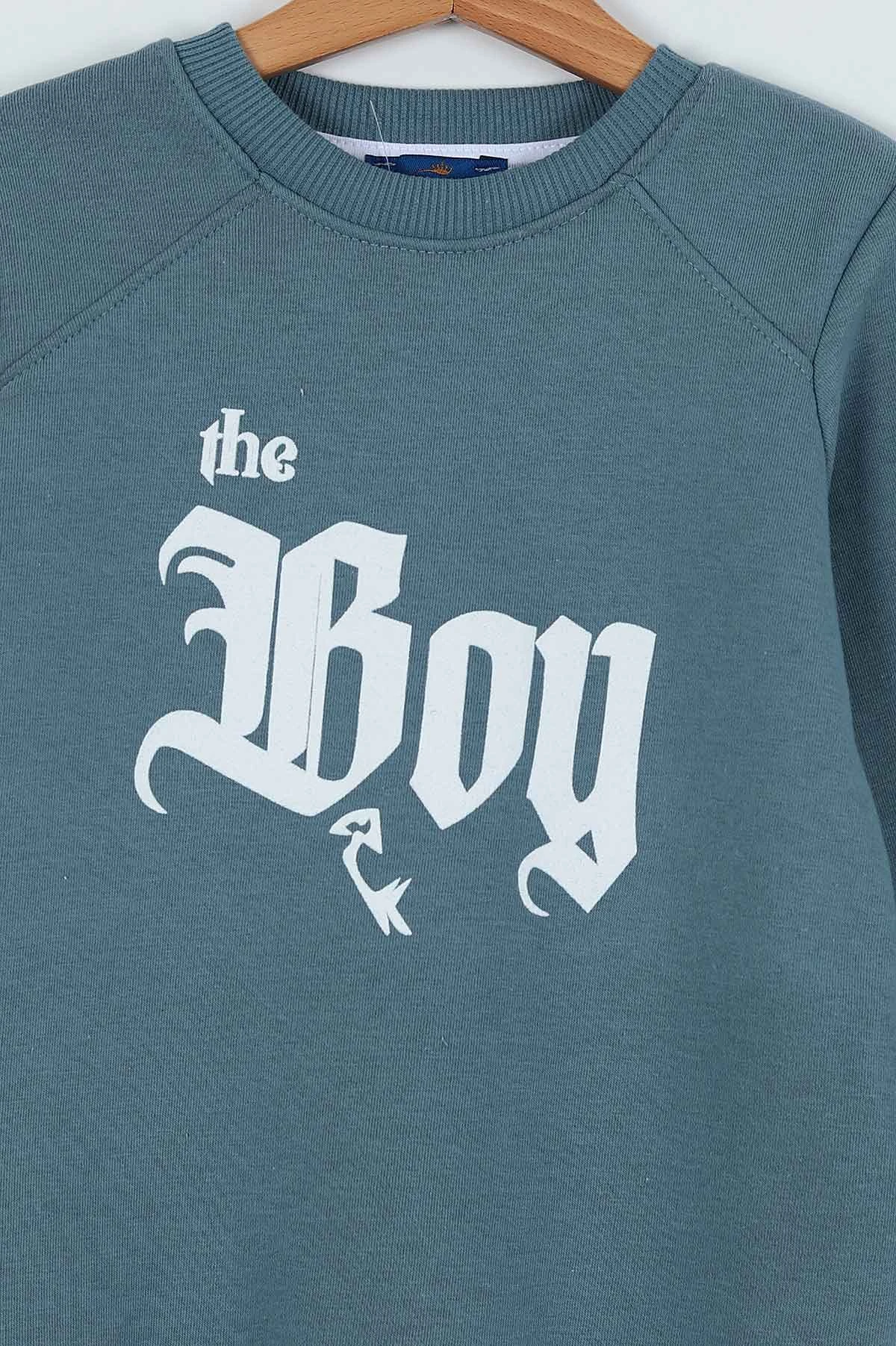 İndigo (7-10 Yaş)  Boy Baskılı Şardonlu Erkek Çocuk Sweatshirt 236222