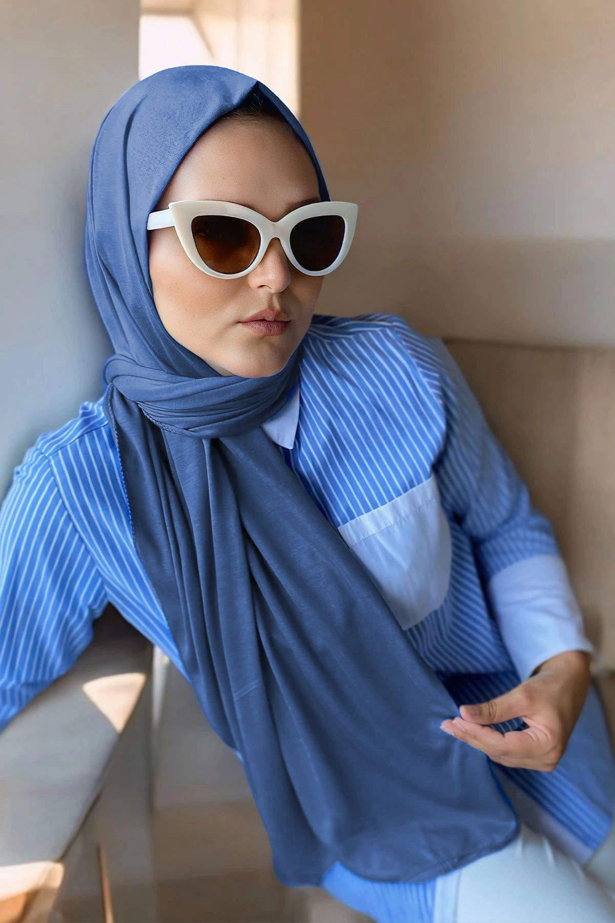 İndigo 75x190 Düz Penye Şal 287350