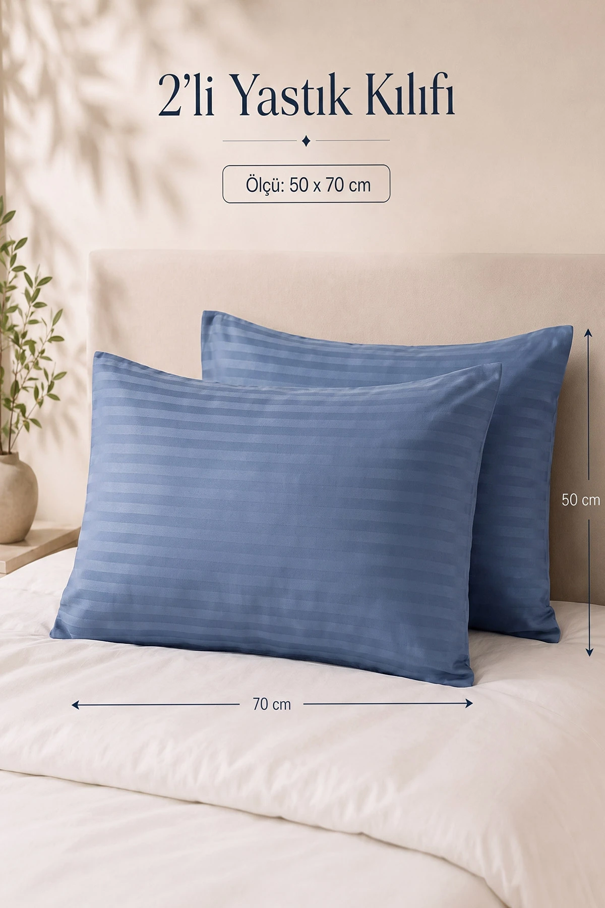 İndigo Bella Home 50x70 Cm 2'li Saten Yastık Kılıfı 474146