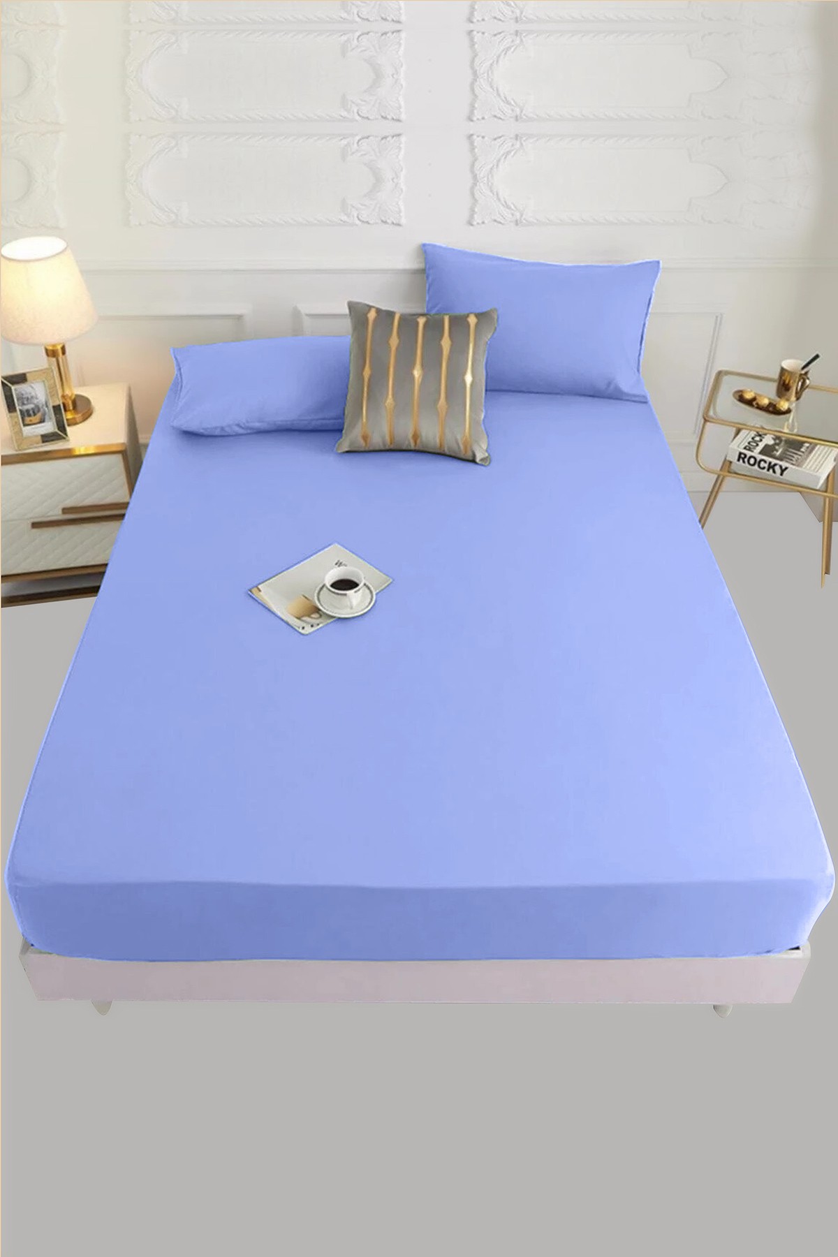 160x200 Mavi Bella Home Ranforce Lastik Çarşaf Seti 205407