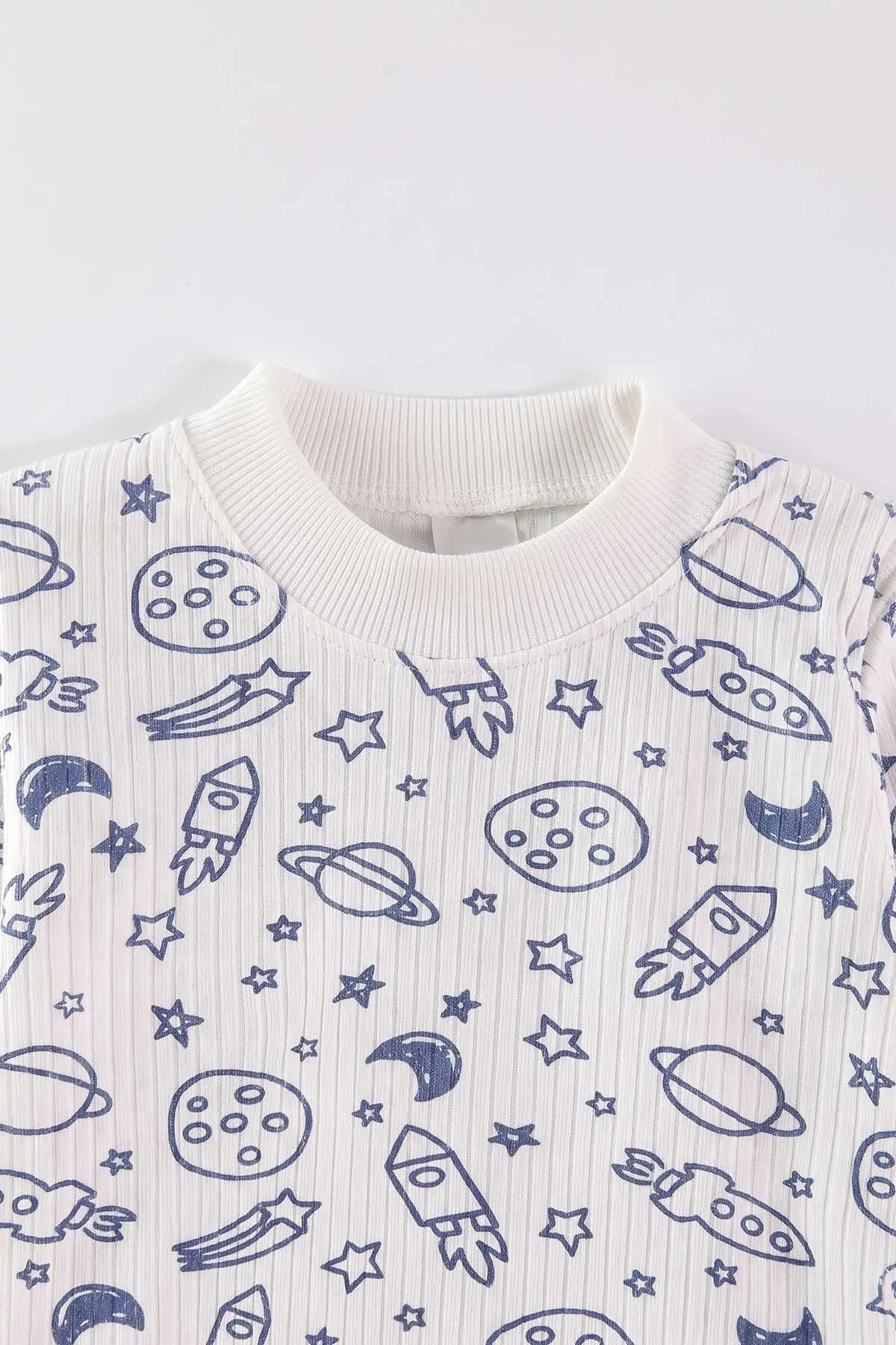 İndigo Beyaz (1-3 Yaş) Uzay Desenli Raporlu Çocuk Pijama Takım 477272