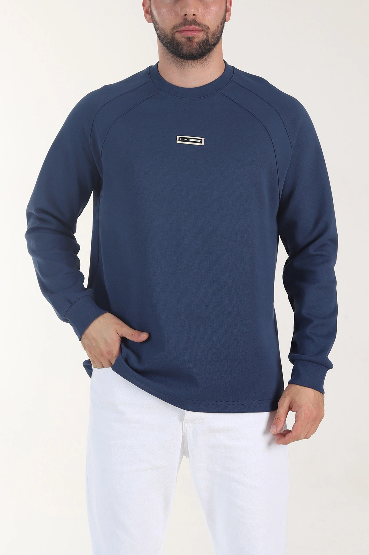 İndigo Bisiklet Yaka Erkek Sweatshirt 406592