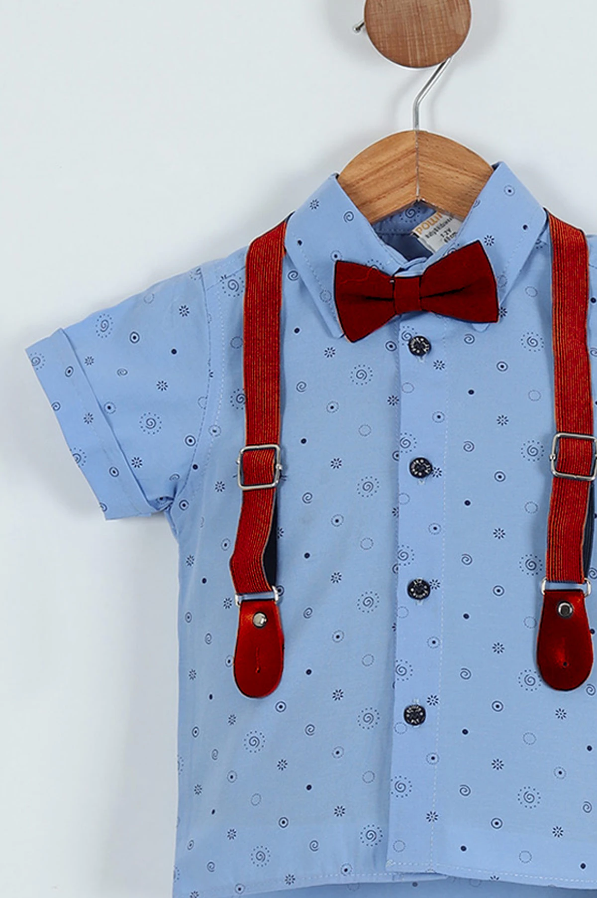İndigo Bordo (5-8 Yaş) Papyonlu  Desenli Kemer Askılı Erkek Çocuk Takım 258747