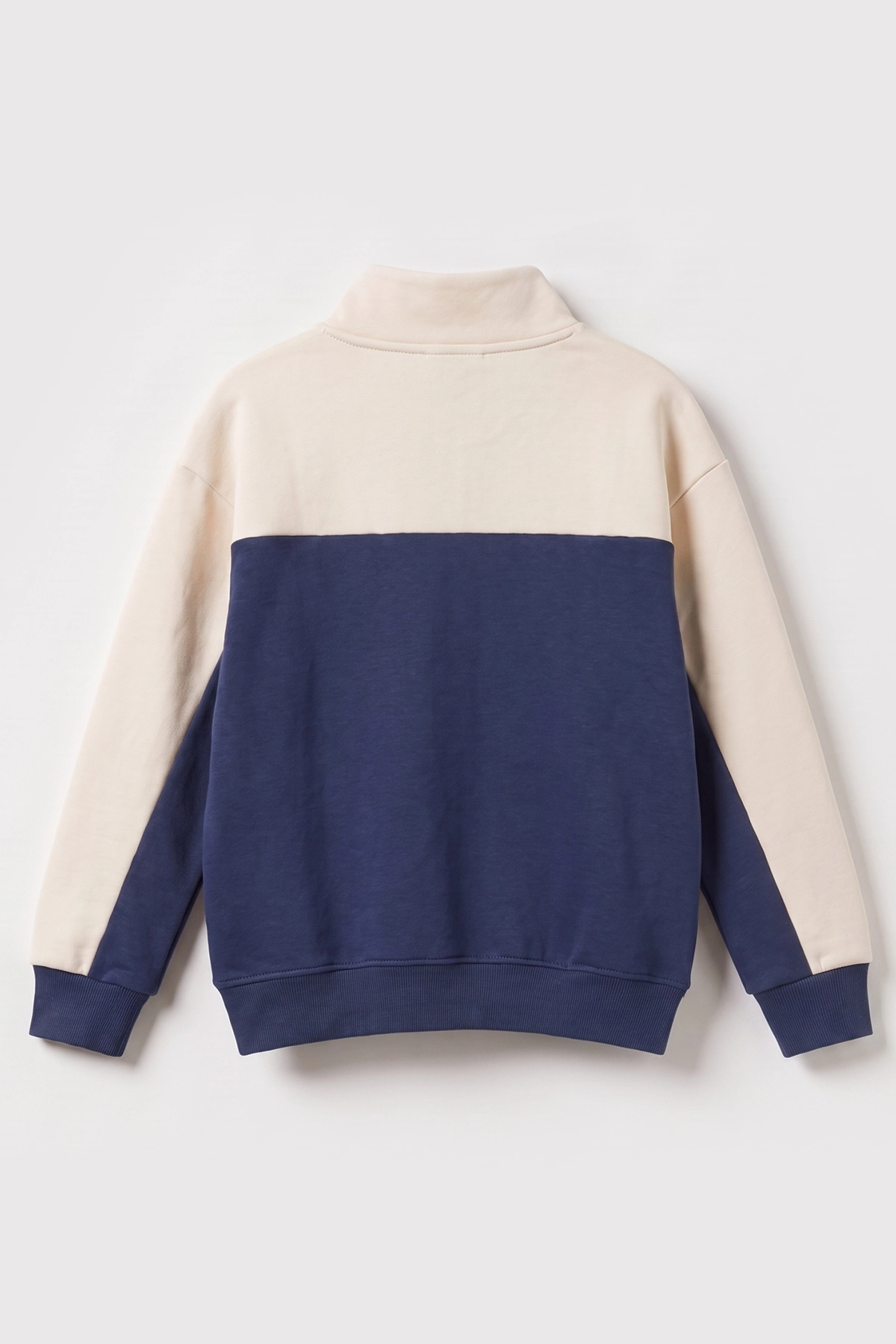 İndigo Ekru (5-12 Yaş) Sports Baskılı Yarım Fermuarlı 3 İp Şardonlu Erkek Çocuk Sweatshirt 481751