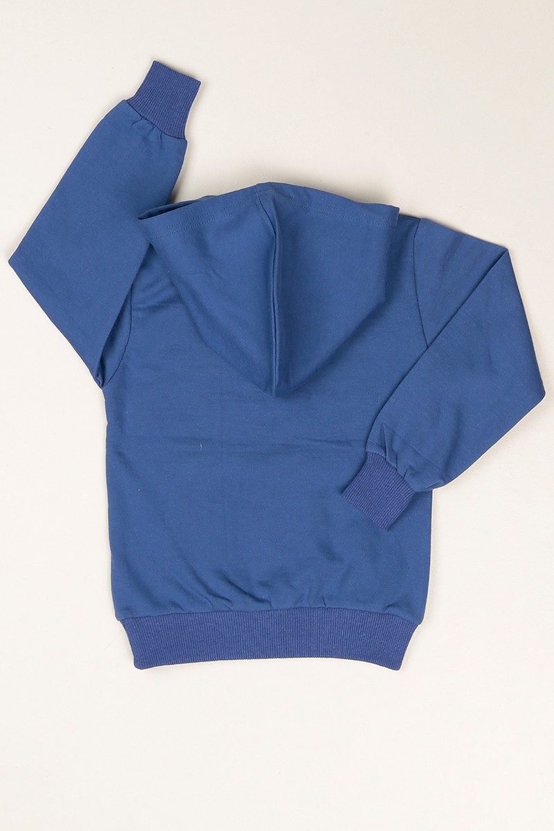 İndigo Kapüşonlu İçi Şardonlu Erkek Çocuk Sweat 80678
