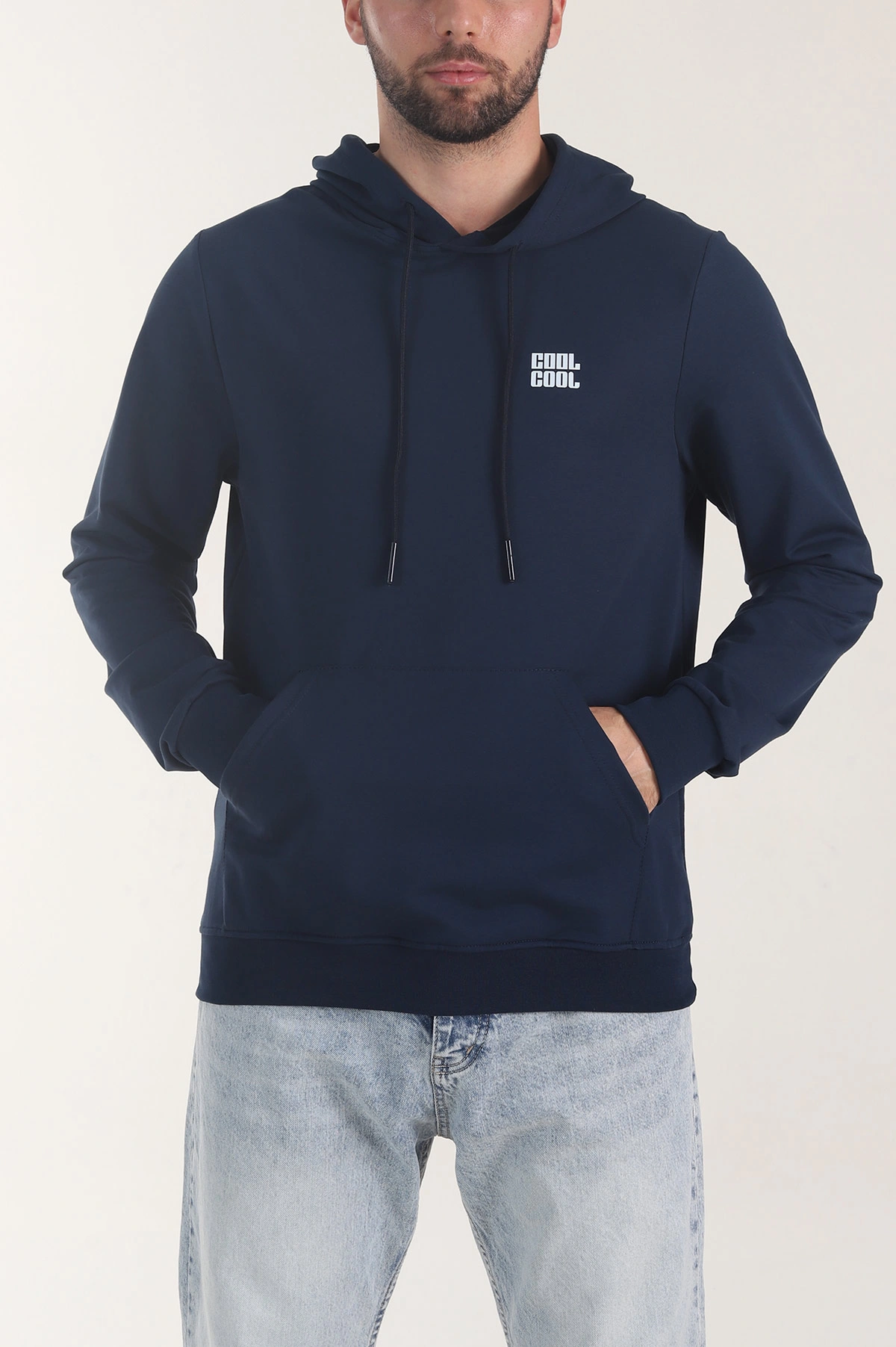 İndigo Kompak Kumaş Baskılı Cepli Erkek Sweatshirt 405617
