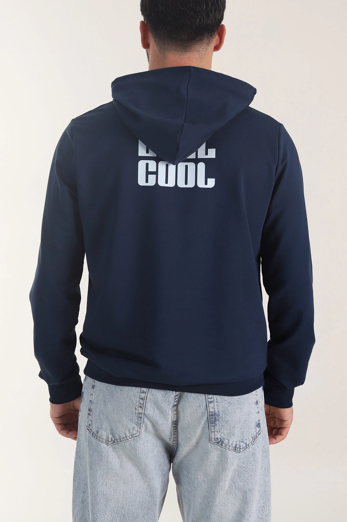 İndigo Kompak Kumaş Baskılı Cepli Erkek Sweatshirt 405617