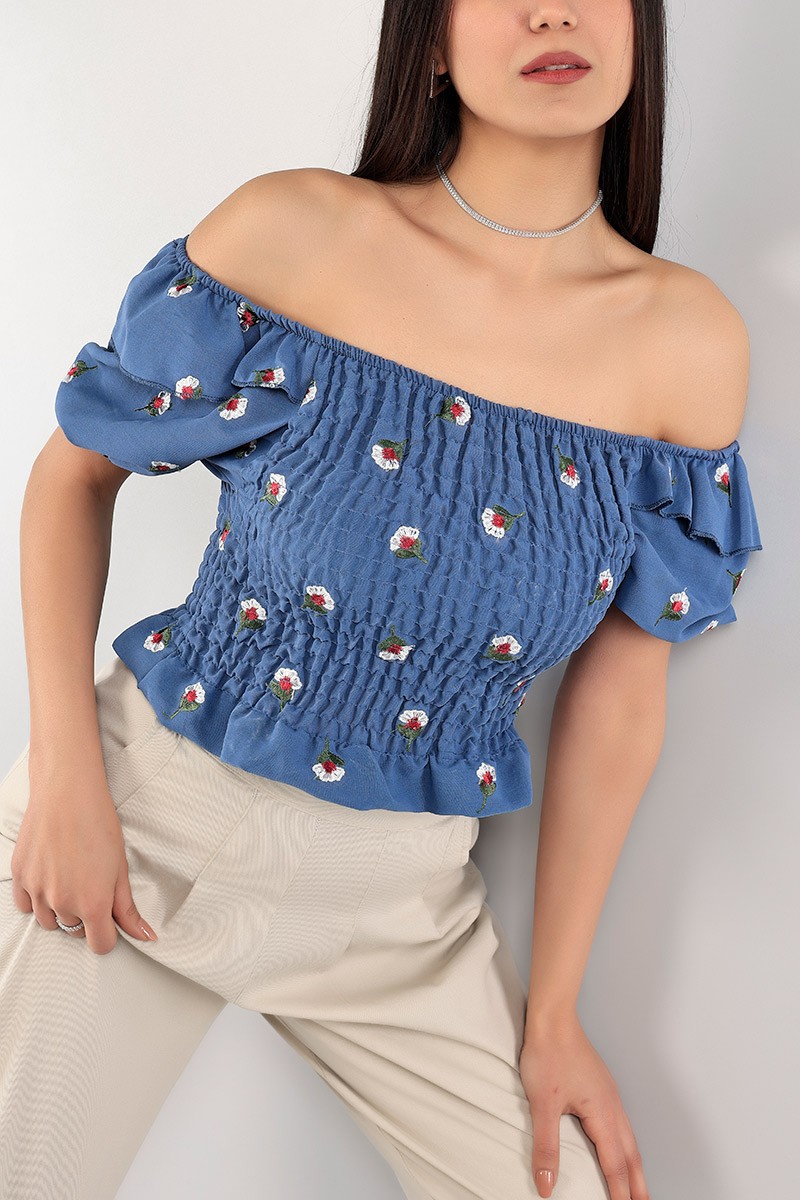 İndigo Nakışlı Giplei Bluz 103209