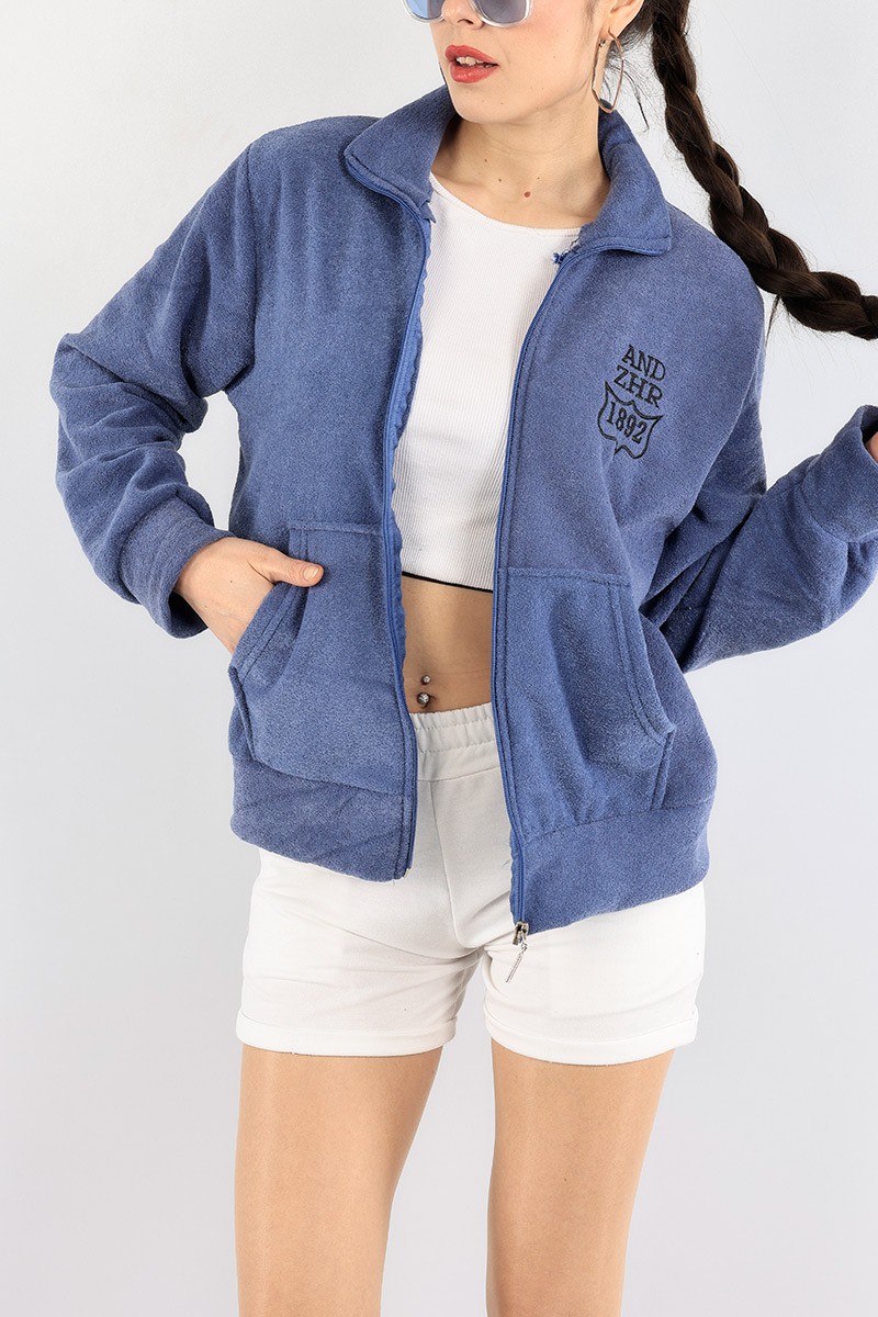 İndigo Nakışlı Şardonlu Bayan Sweat 91851