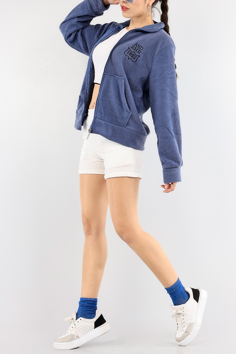 İndigo Nakışlı Şardonlu Bayan Sweat 91851