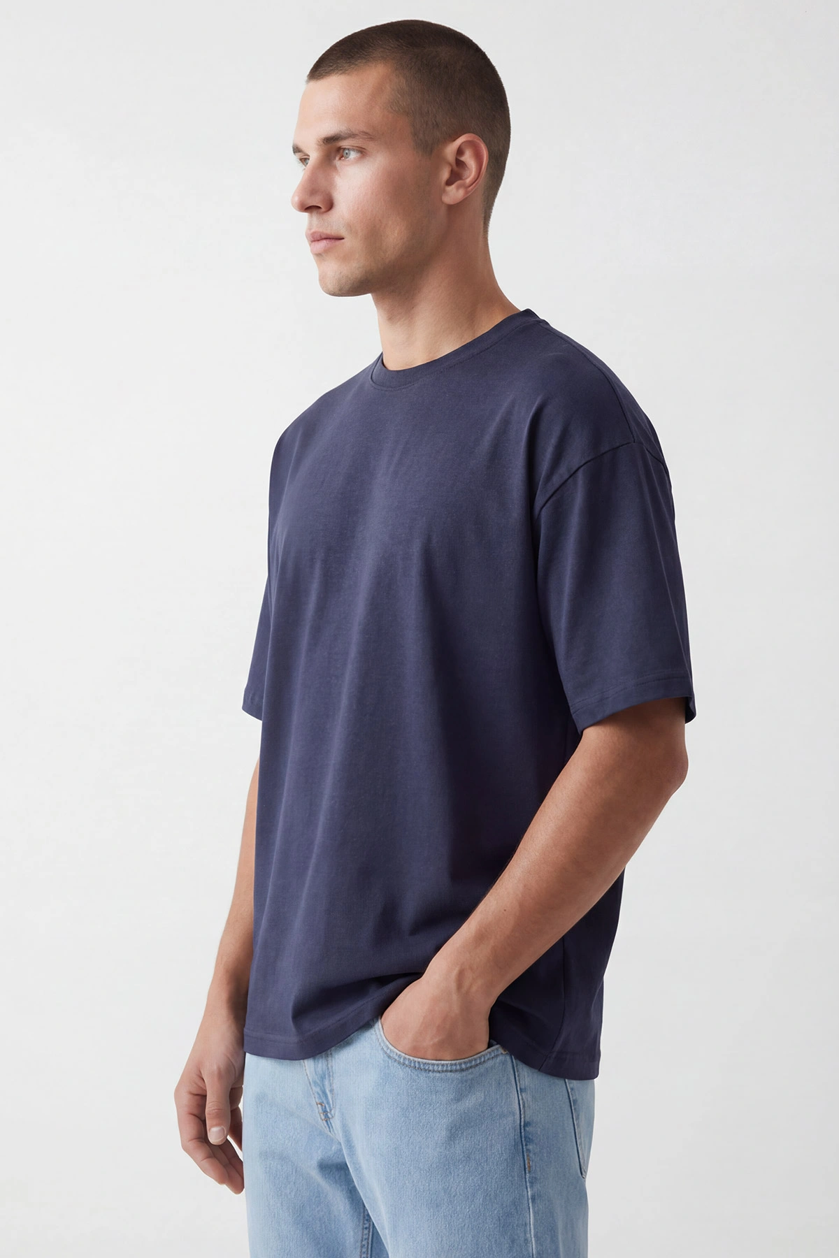 İndigo Oysho Kumaş Oversize Bisiklet Yaka Erkek Tişört 442746