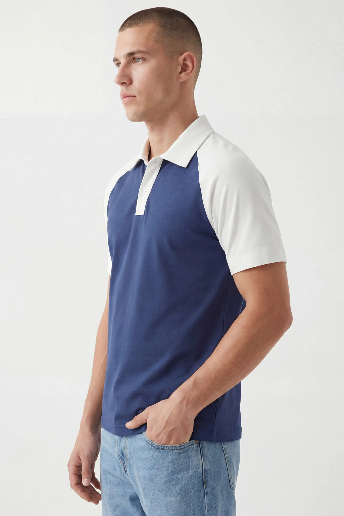İndigo Polo Yaka Düğmeli Erkek Tişört 435474