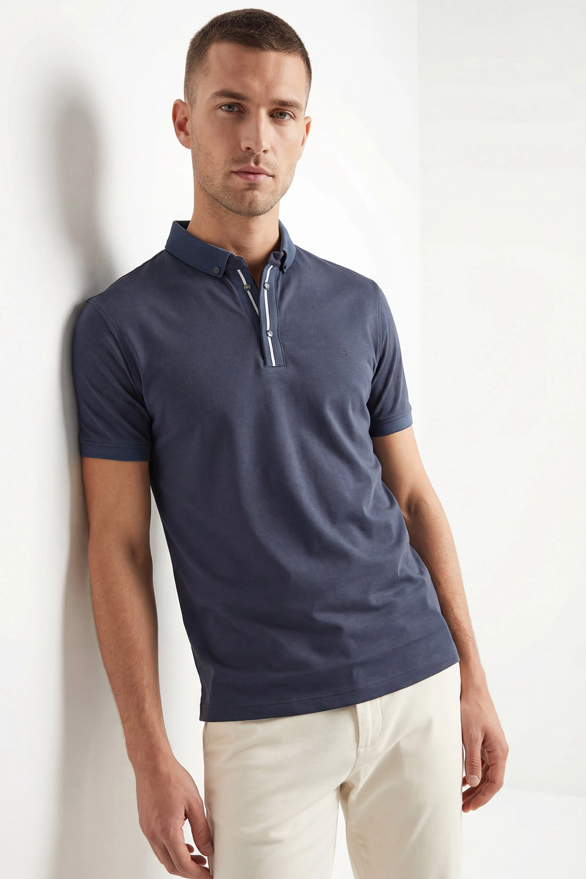 İndigo Polo Yaka Osyho Kumaş Erkek Tişört 433152