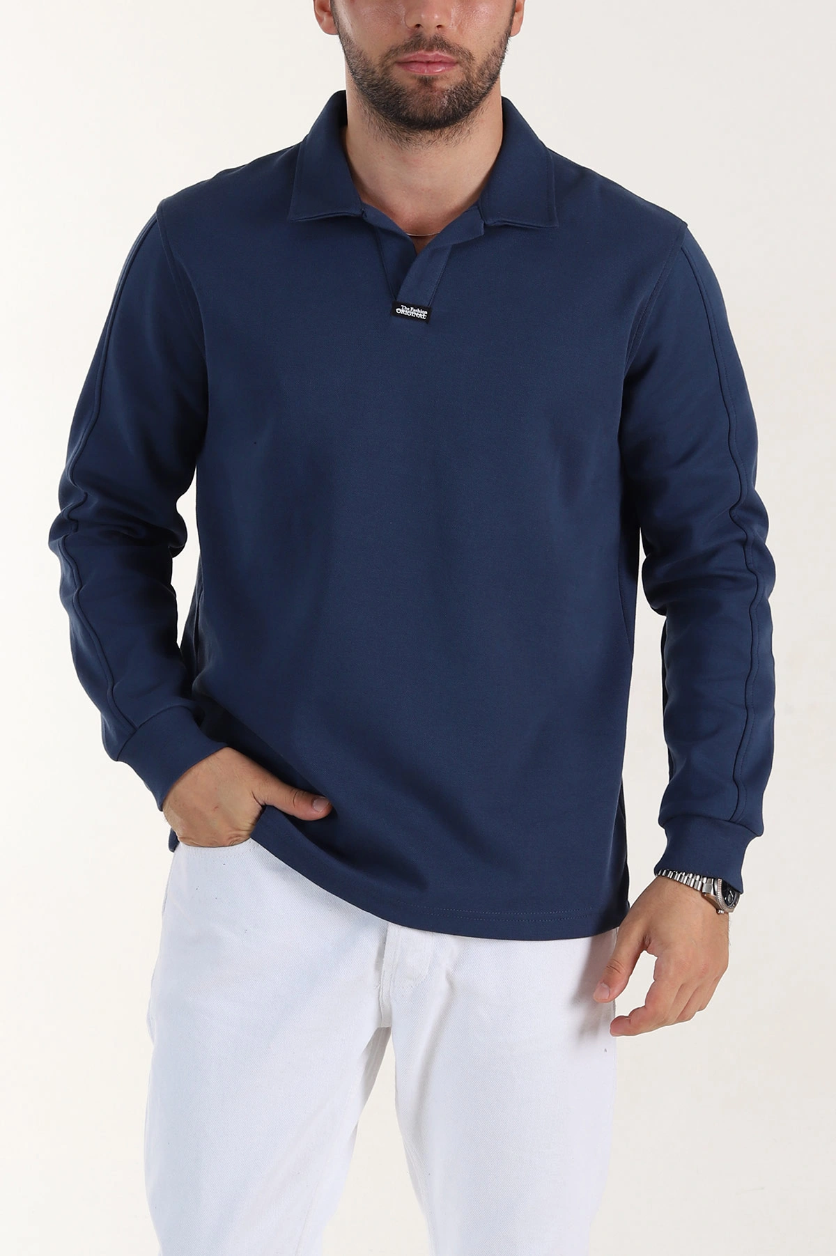İndigo Polo Yaka Uzun Kollu Erkek Sweatshirt 397138