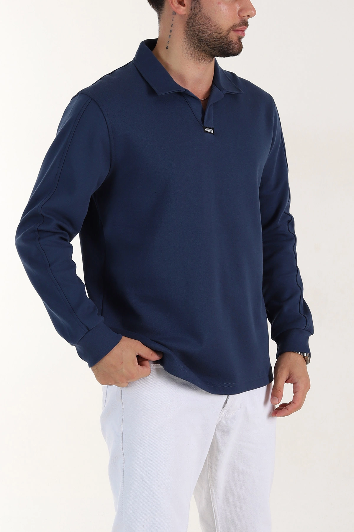 İndigo Polo Yaka Uzun Kollu Erkek Sweatshirt 397138