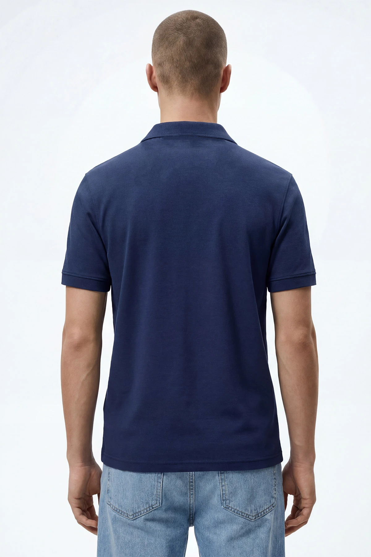 İndigo Polo Yaka Yarım Fermuarlı Erkek Tişört 435361