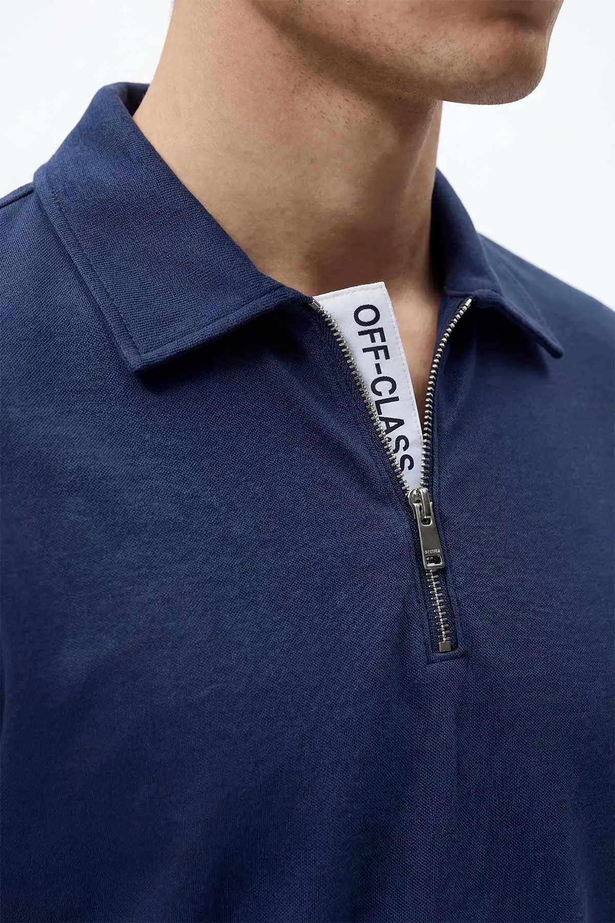İndigo Polo Yaka Yarım Fermuarlı Erkek Tişört 435361