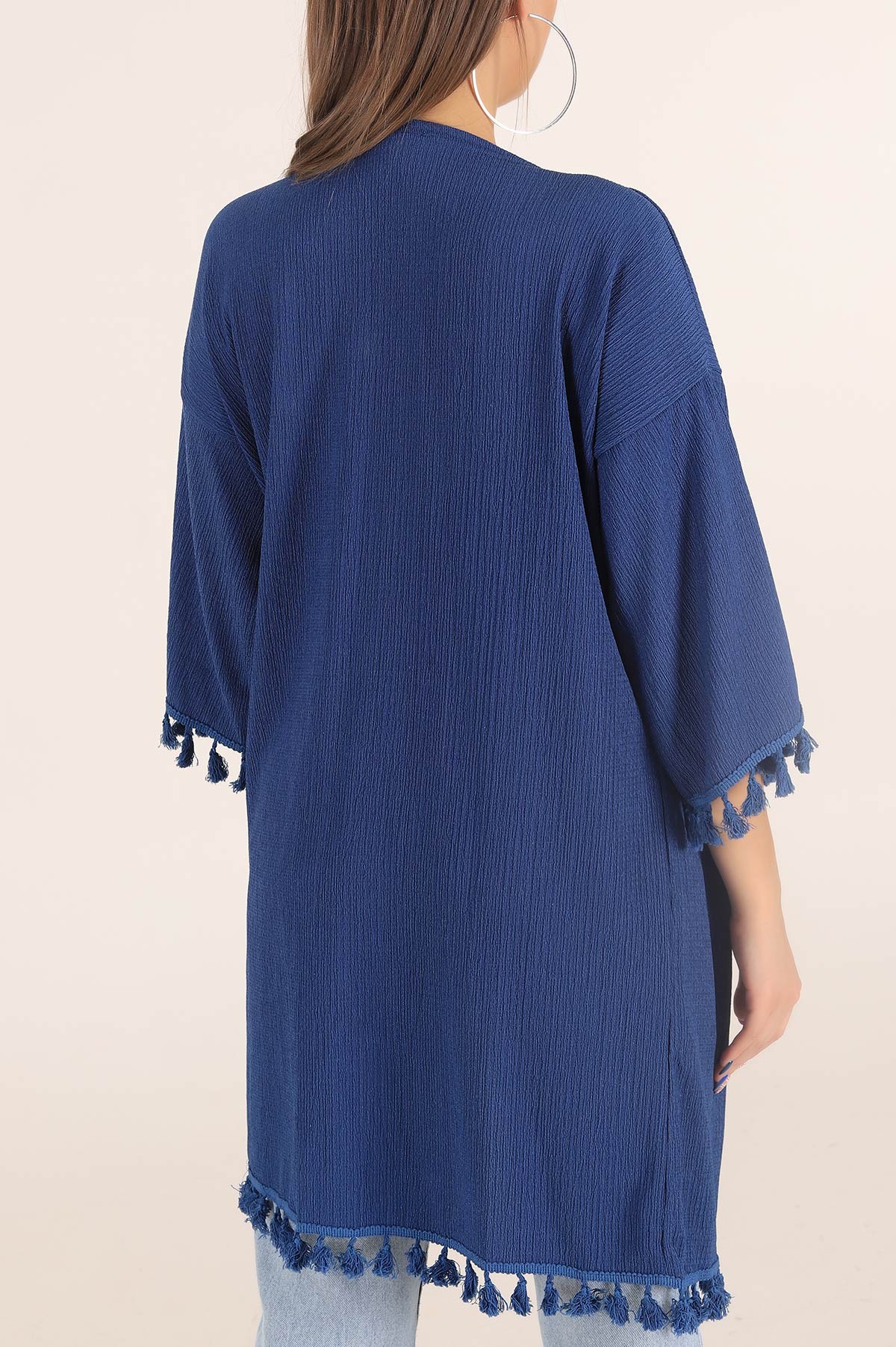 İndigo Püskül Detay Seul Kimono Hırka 168592