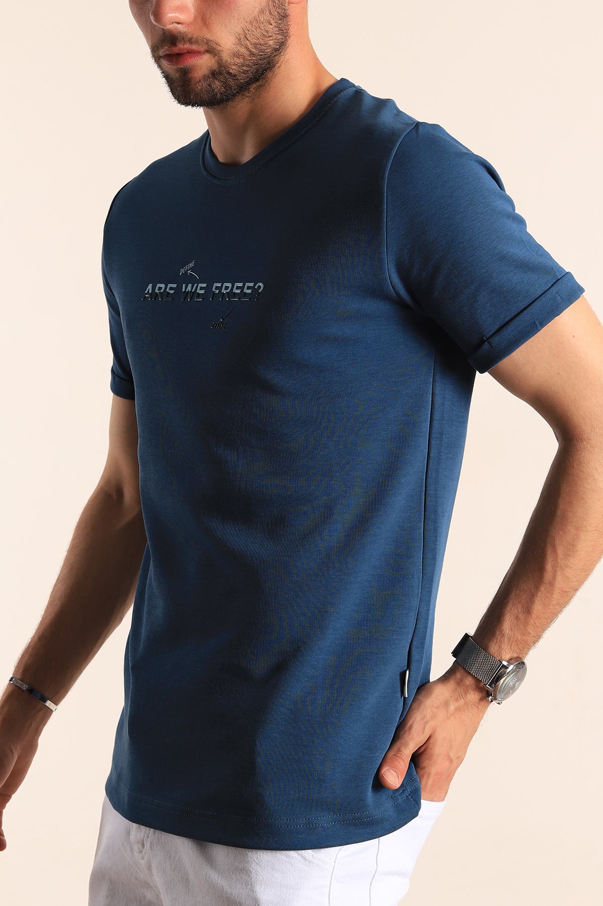 İndigo Regular Fit Are We Free Kabartmalı Erkek Tişört 187550