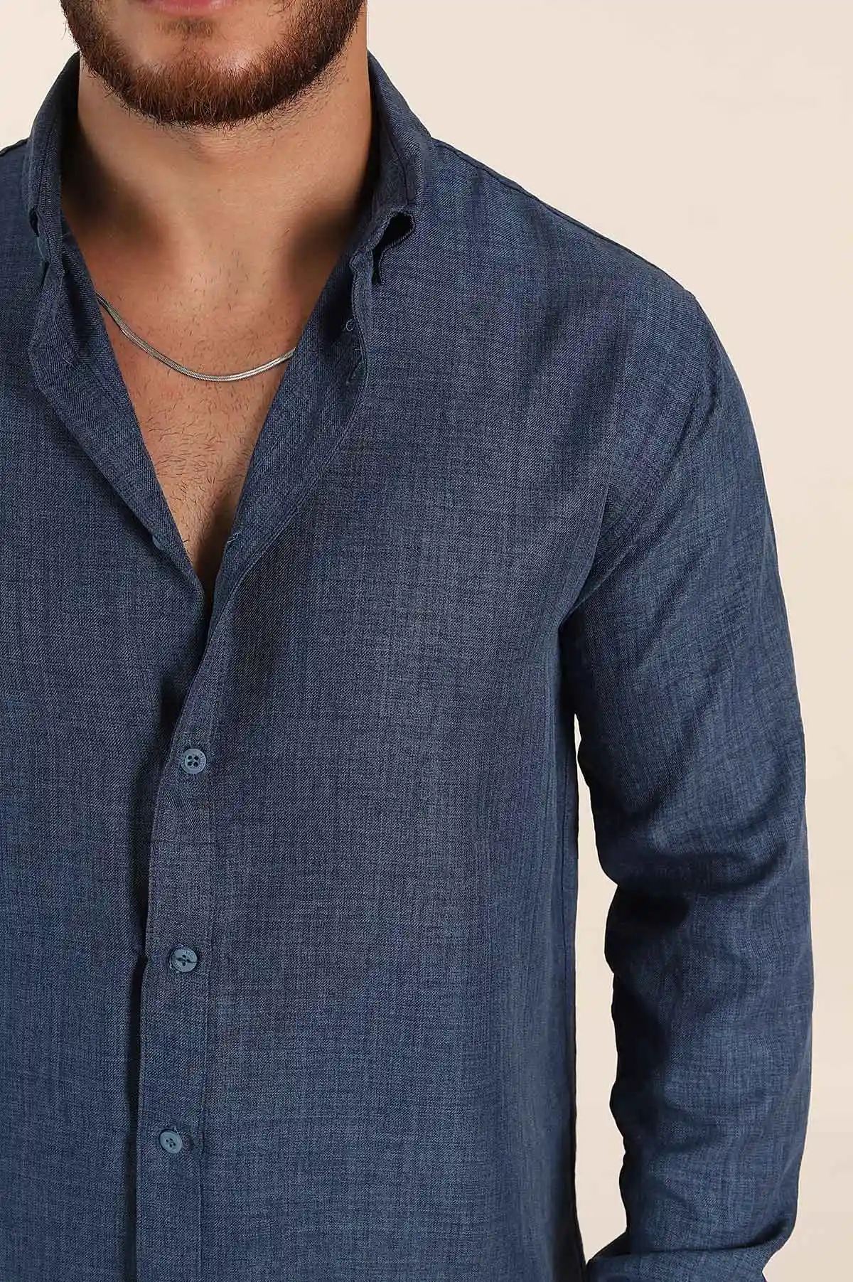 İndigo Regular Fit Ata Yaka Uzun Kollu Erkek Gömlek 369874