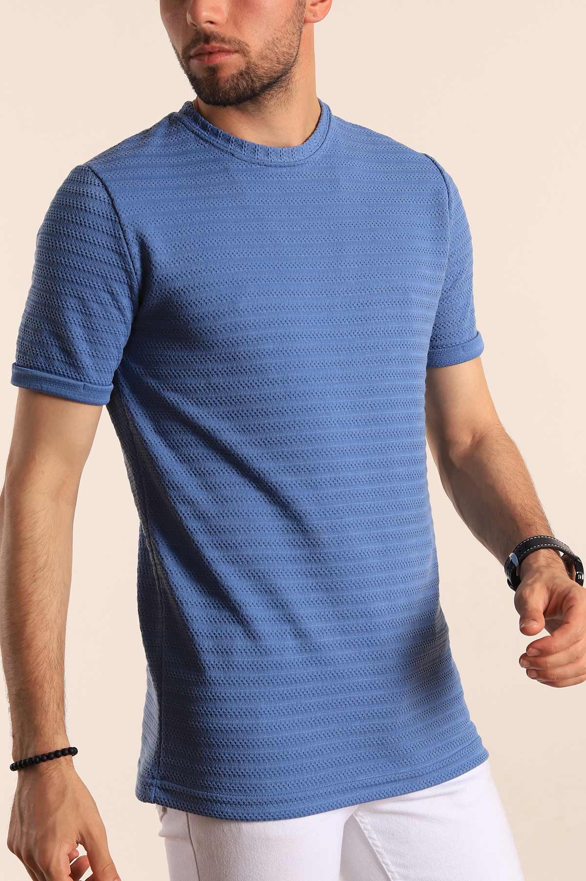 İndigo Regular Fit Dokulu Erkek Tişört 187553
